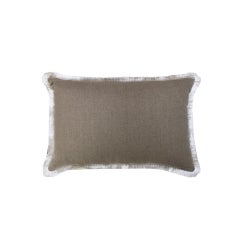 Cuscino in velluto di cotone con doppio orpello e retro in lino