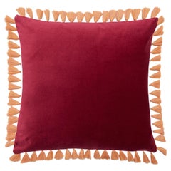 Velvet Cushion with Fringes Cricket, in Cotton, Italy by La DoubleJ