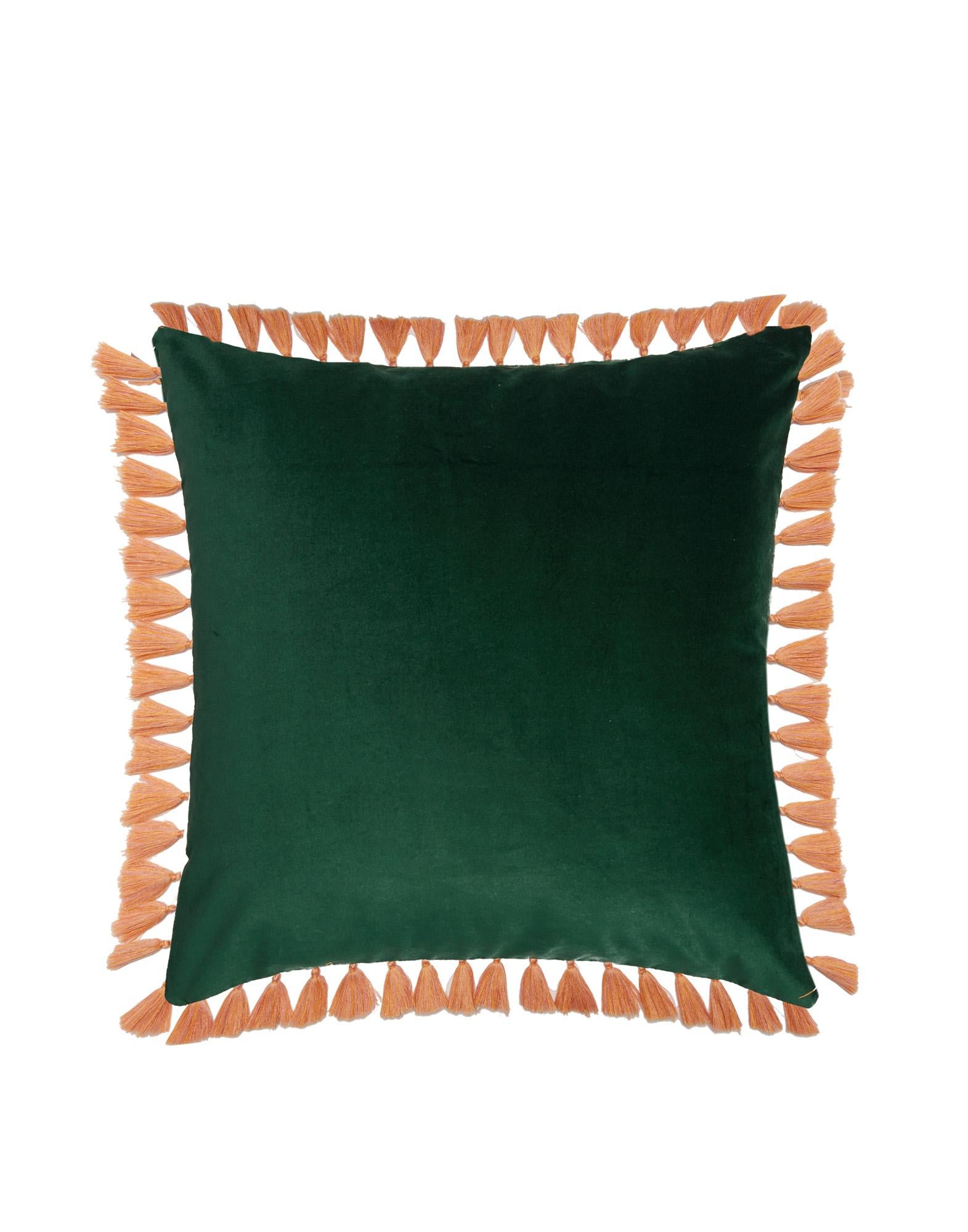 Let this luxurious Italian-made spirit animal cushion cover brighten your couch and uplift your soul. With a silky fringe tassel trim, it features a jungle-prowling tiger - representing personal strength and courage - printed onto our strokable