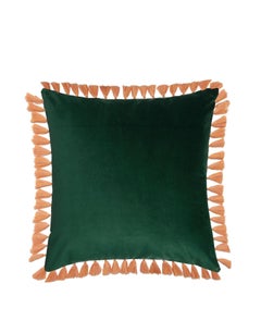 Velvet Cushion with Fringes Tiger, in Cotton, Italy by La DoubleJ