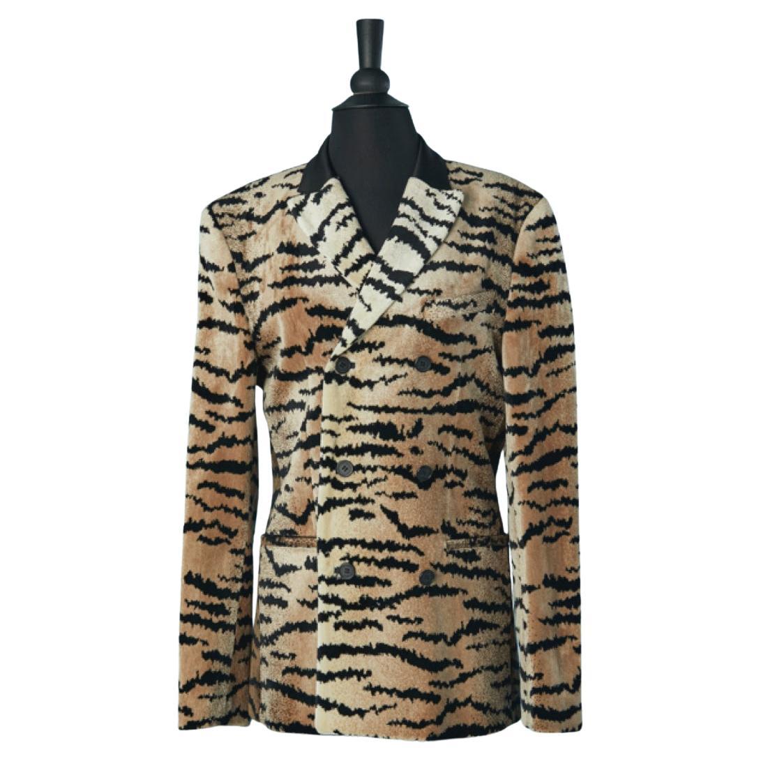 Chaqueta de terciopelo de doble botonadura con estampado animal GIAMBATTISTA VALLI Y H&M Hombre en venta