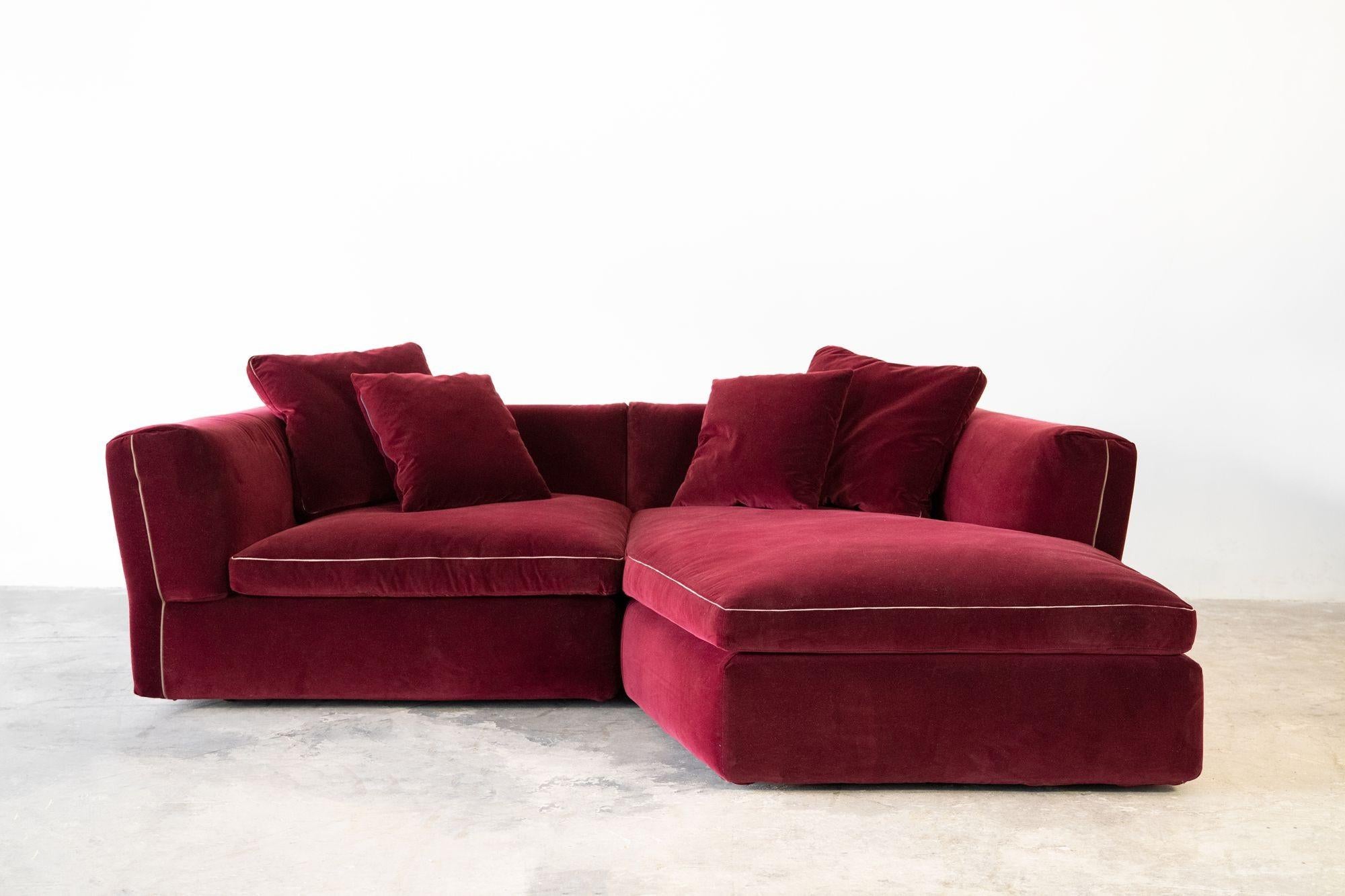 Velvet 'Dress-Up' Sectional Sofa Designed by Rodolfo Dordoni for Cassina For Sale 5