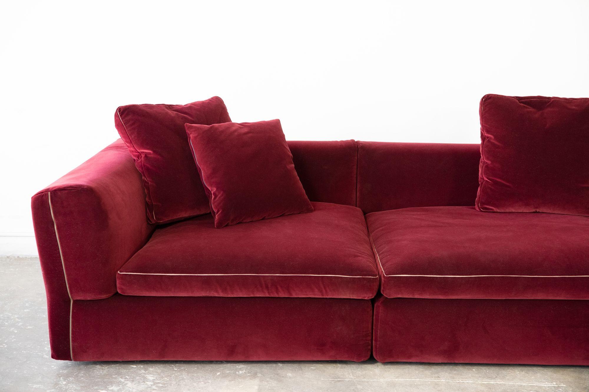 Velvet 'Dress-Up' Sectional Sofa Designed by Rodolfo Dordoni for Cassina In Good Condition For Sale In Dallas, TX