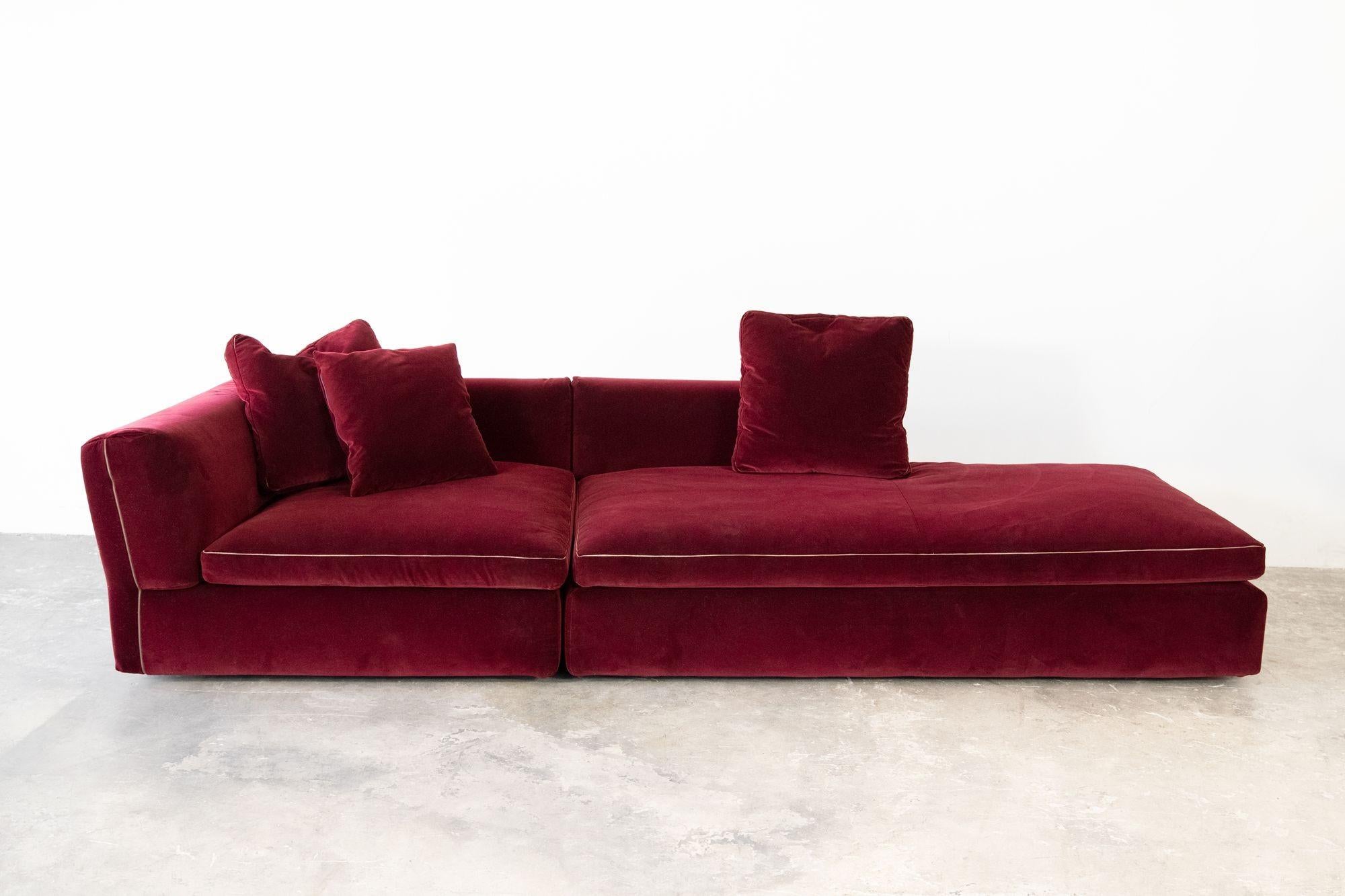 Contemporary Velvet 'Dress-Up' Sectional Sofa Designed by Rodolfo Dordoni for Cassina For Sale