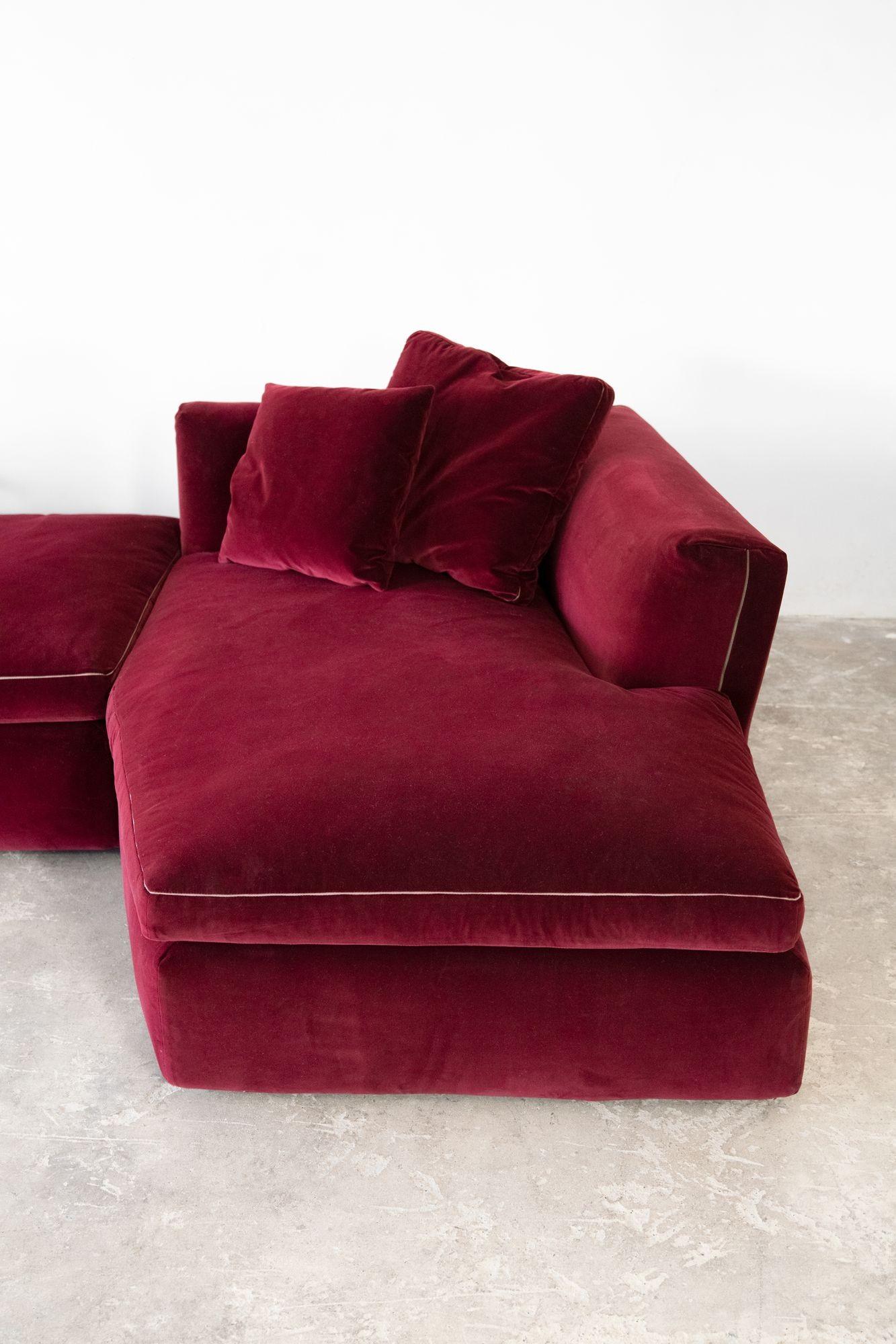 Velvet 'Dress-Up' Sectional Sofa Designed by Rodolfo Dordoni for Cassina For Sale 1