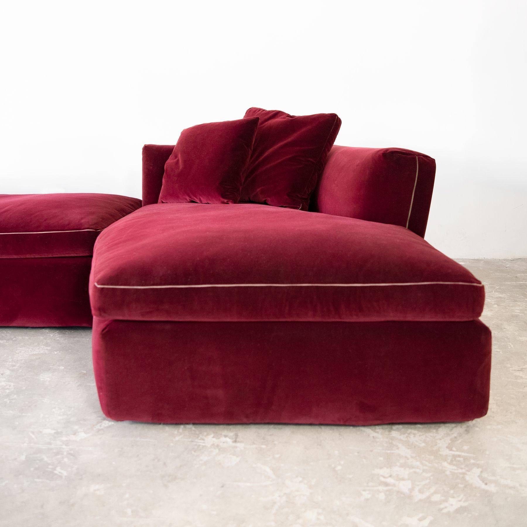Velvet 'Dress-Up' Sectional Sofa Designed by Rodolfo Dordoni for Cassina For Sale 3