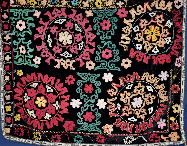 Velvet Embroidered Kyrgyzstan Hanging For Sale at 1stDibs