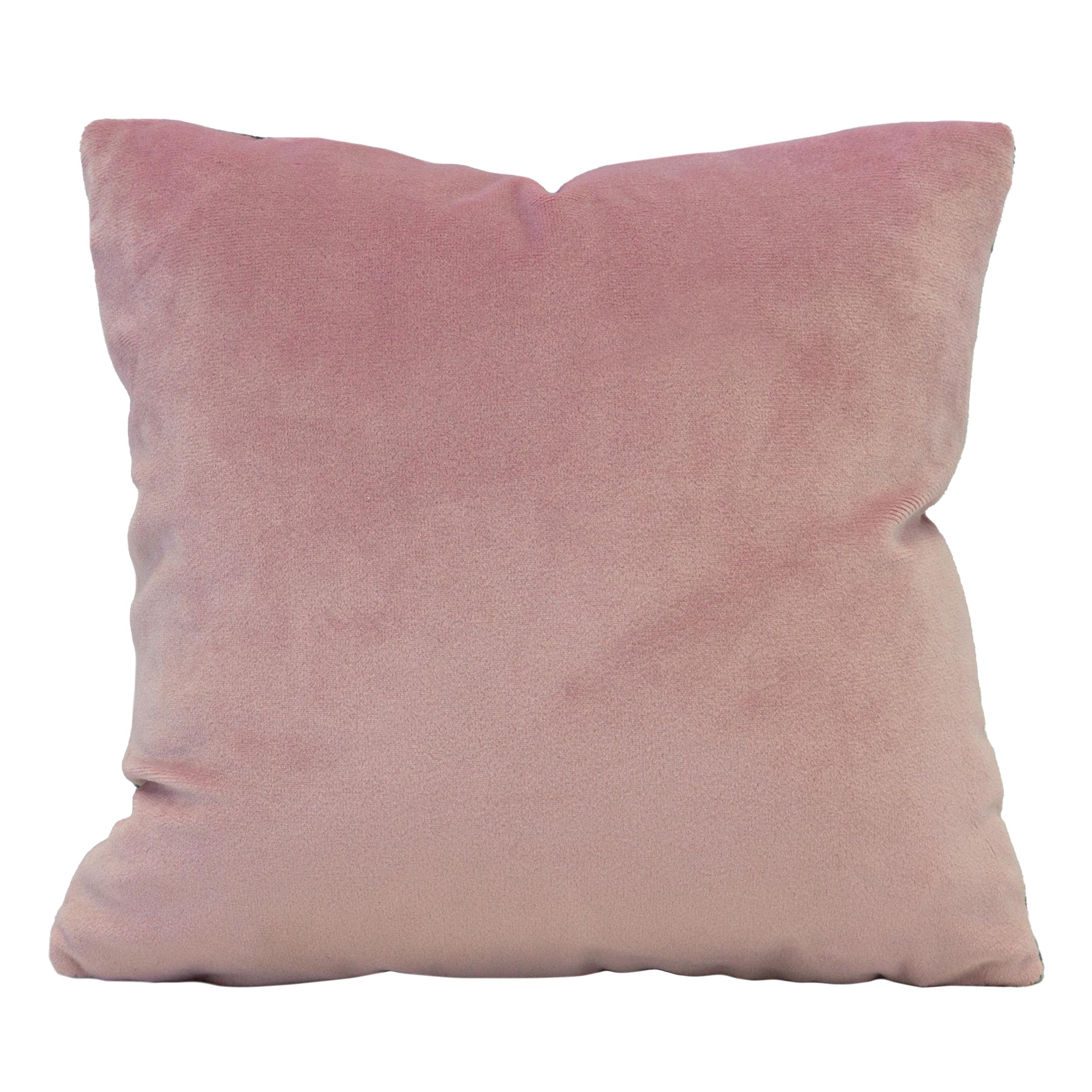 Samt Emma Shipley Samt mit rosa Samt Quadrat Kissen (Moderne) im Angebot