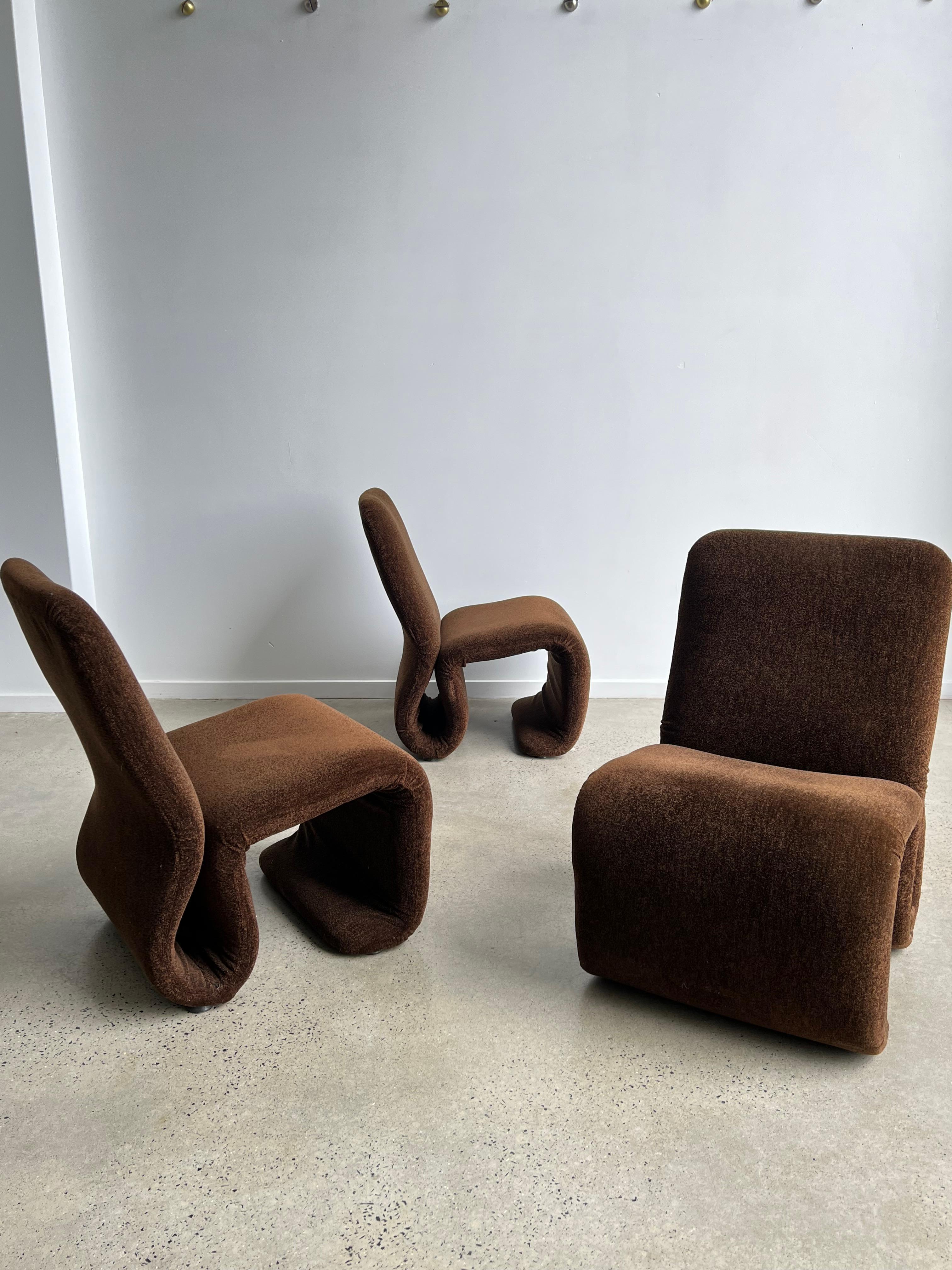 Velvet 'Etcetera' Space Age Easy Chairs by Jan Ekselius, 1970s In Good Condition In Byron Bay, NSW