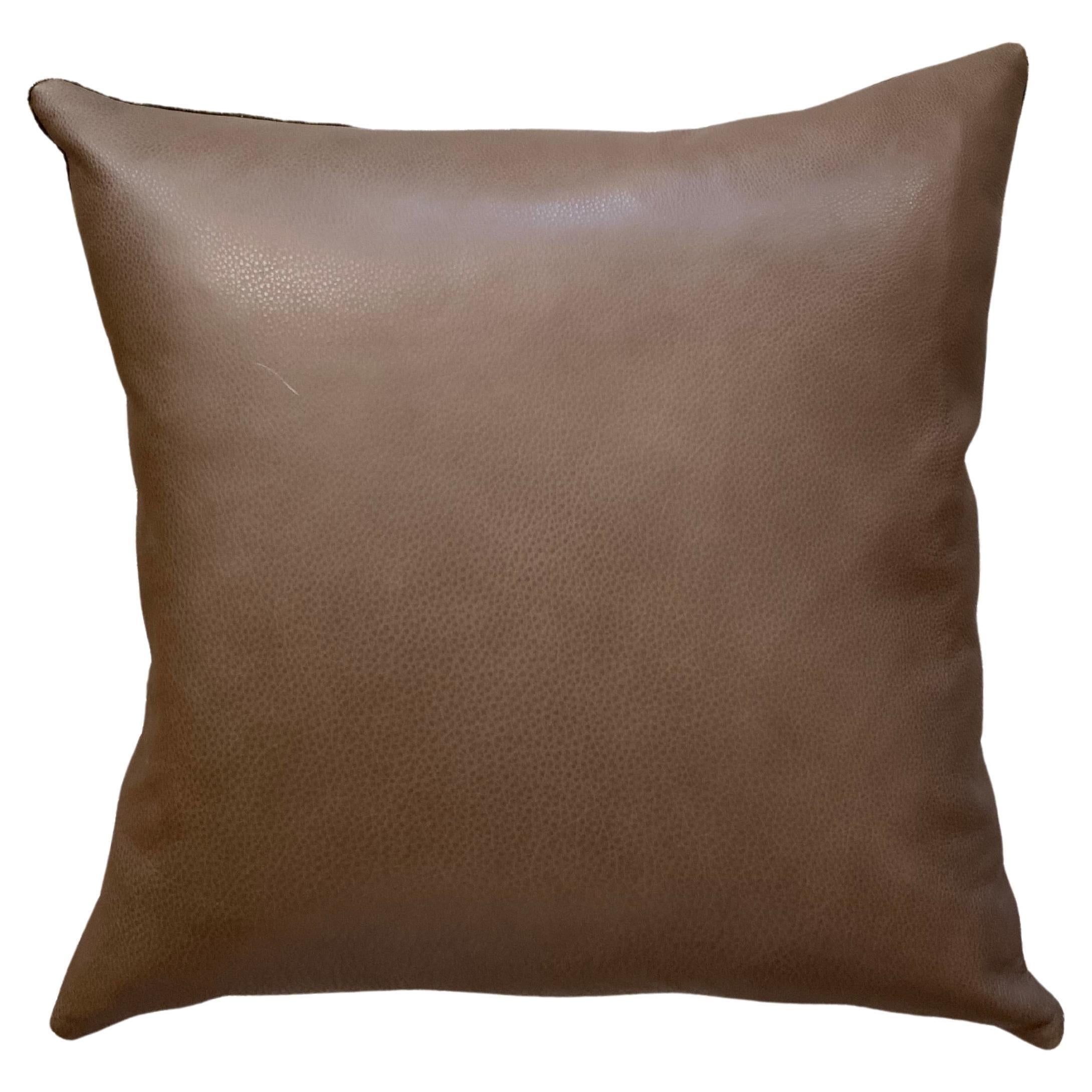 Velvet Fall Sky Pillow with Brown Leather Back #1 In New Condition For Sale In Englewood, CO
