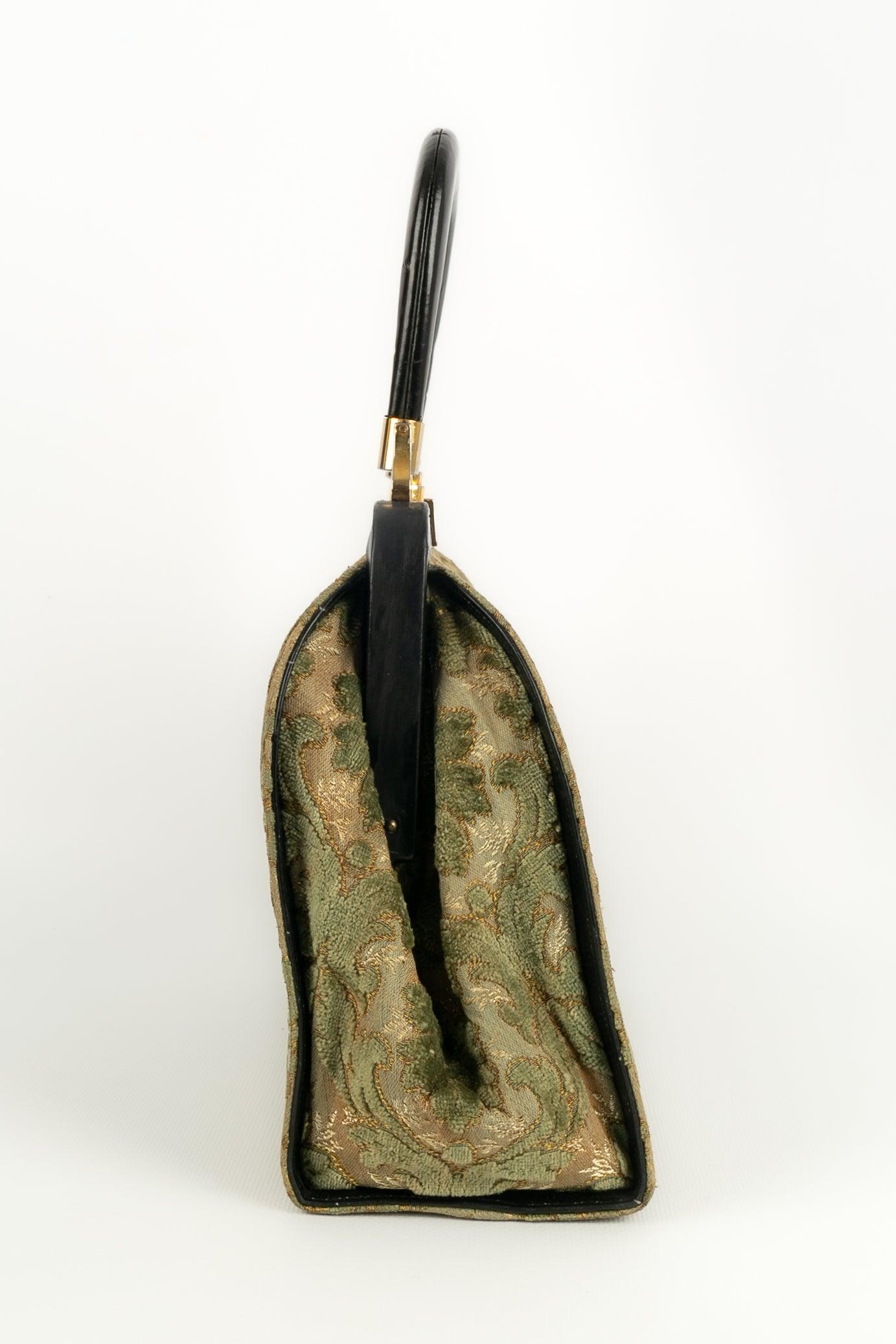 Women's Velvet Handbag in Shades of Green For Sale