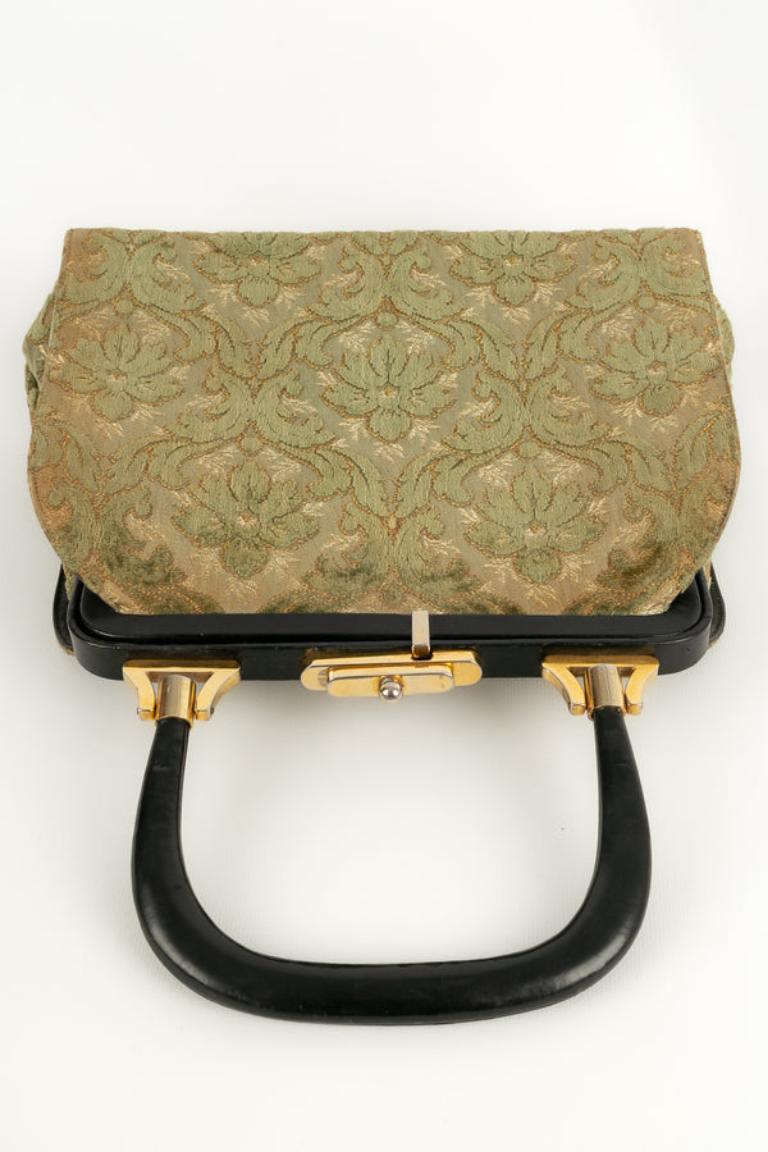 Velvet Handbag in Shades of Green For Sale 2