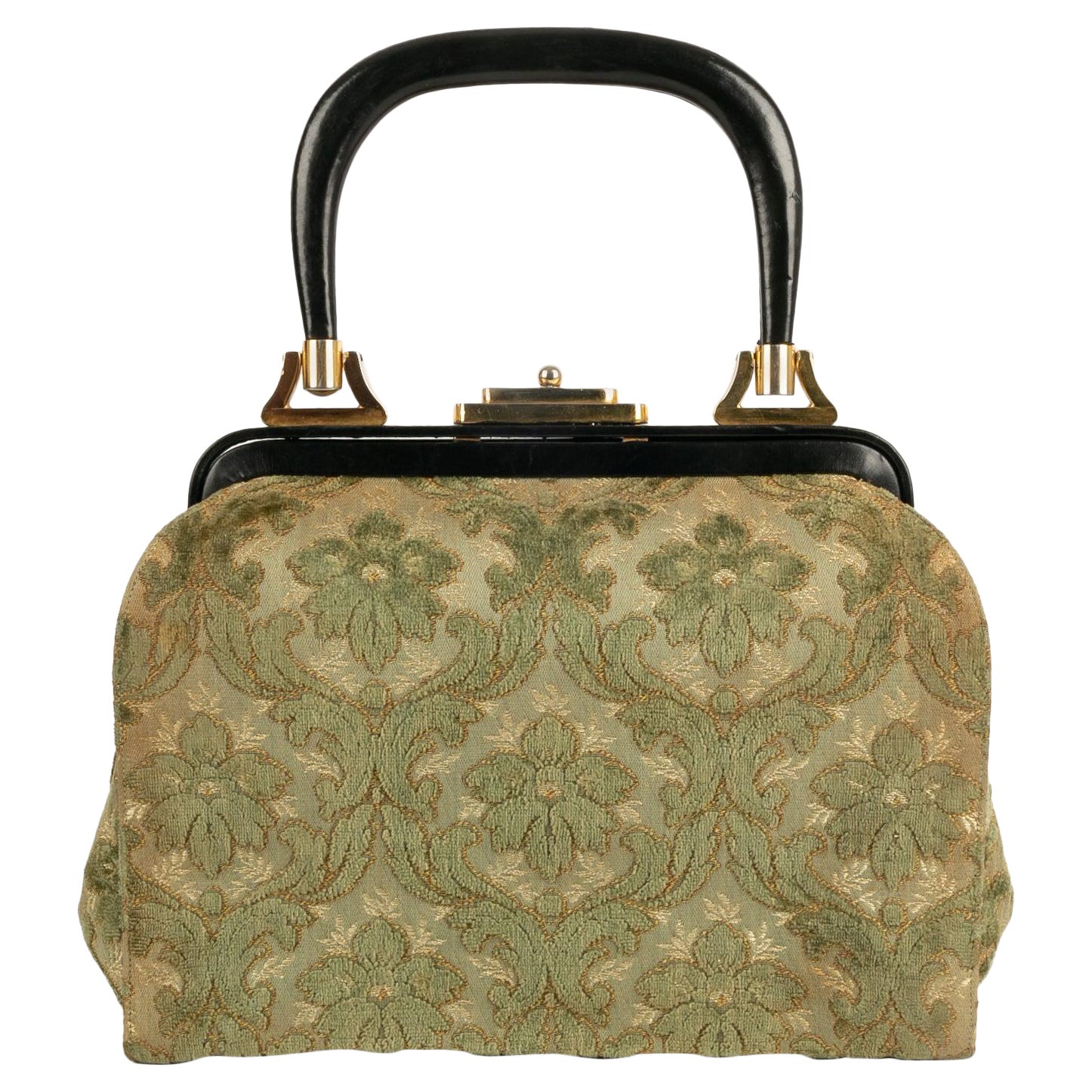 Velvet Handbag in Shades of Green