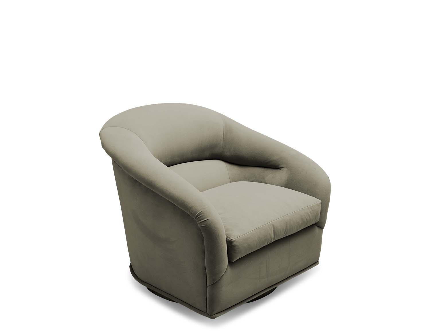 Brushed Velvet Huxley Swivel Chair and Ottoman by Lawson-Fenning