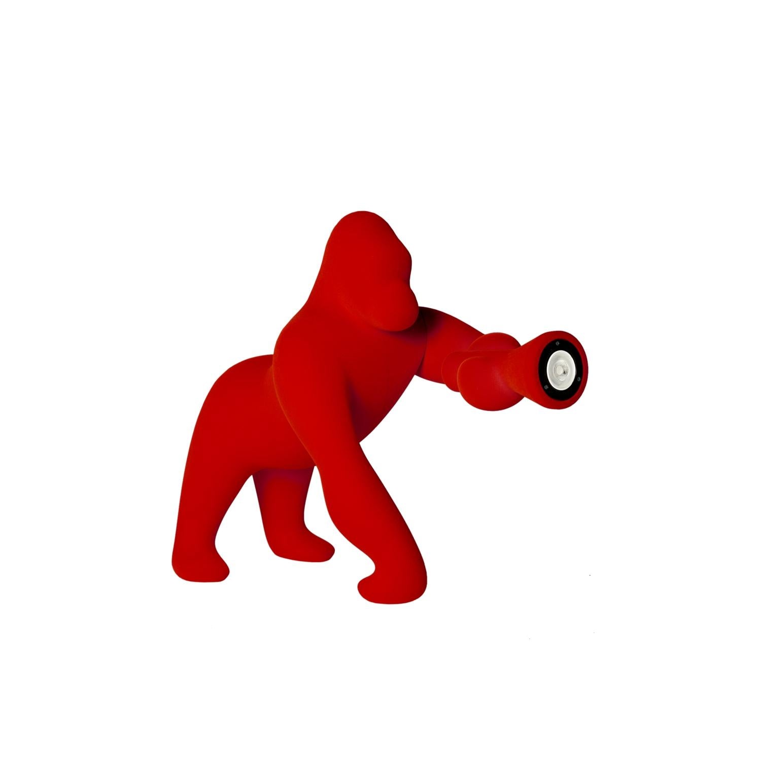 XXIe siècle et contemporain Kong XS, lampe de bureau en velours rouge Gorilla en vente
