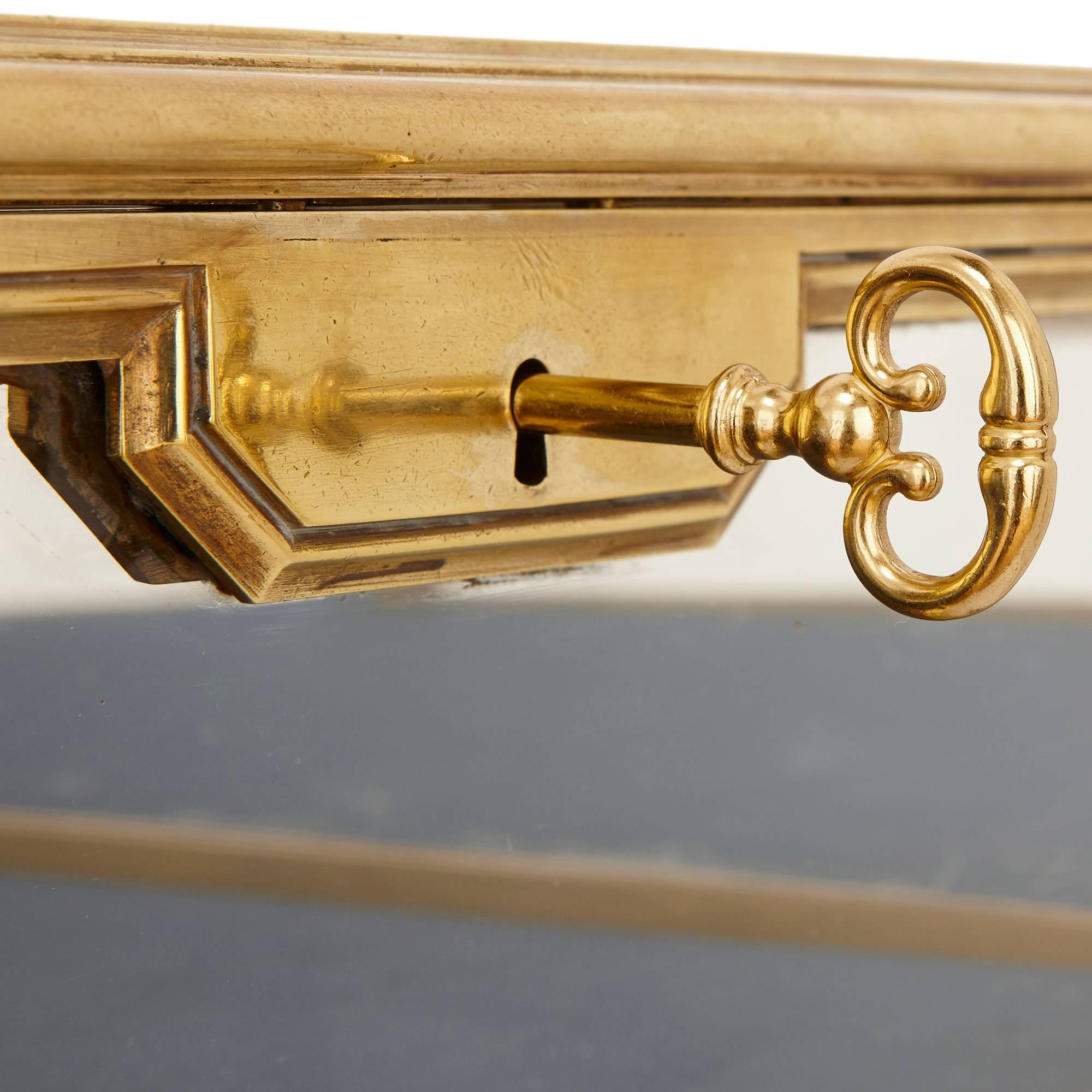 Velvet Lined and Glazed Brass Display Table 1
