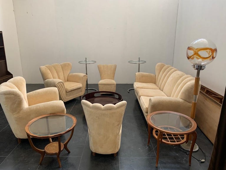 Velvet Living Room Set by Guglielmo Ulrich, 1950s, Set of 5 For Sale 13
