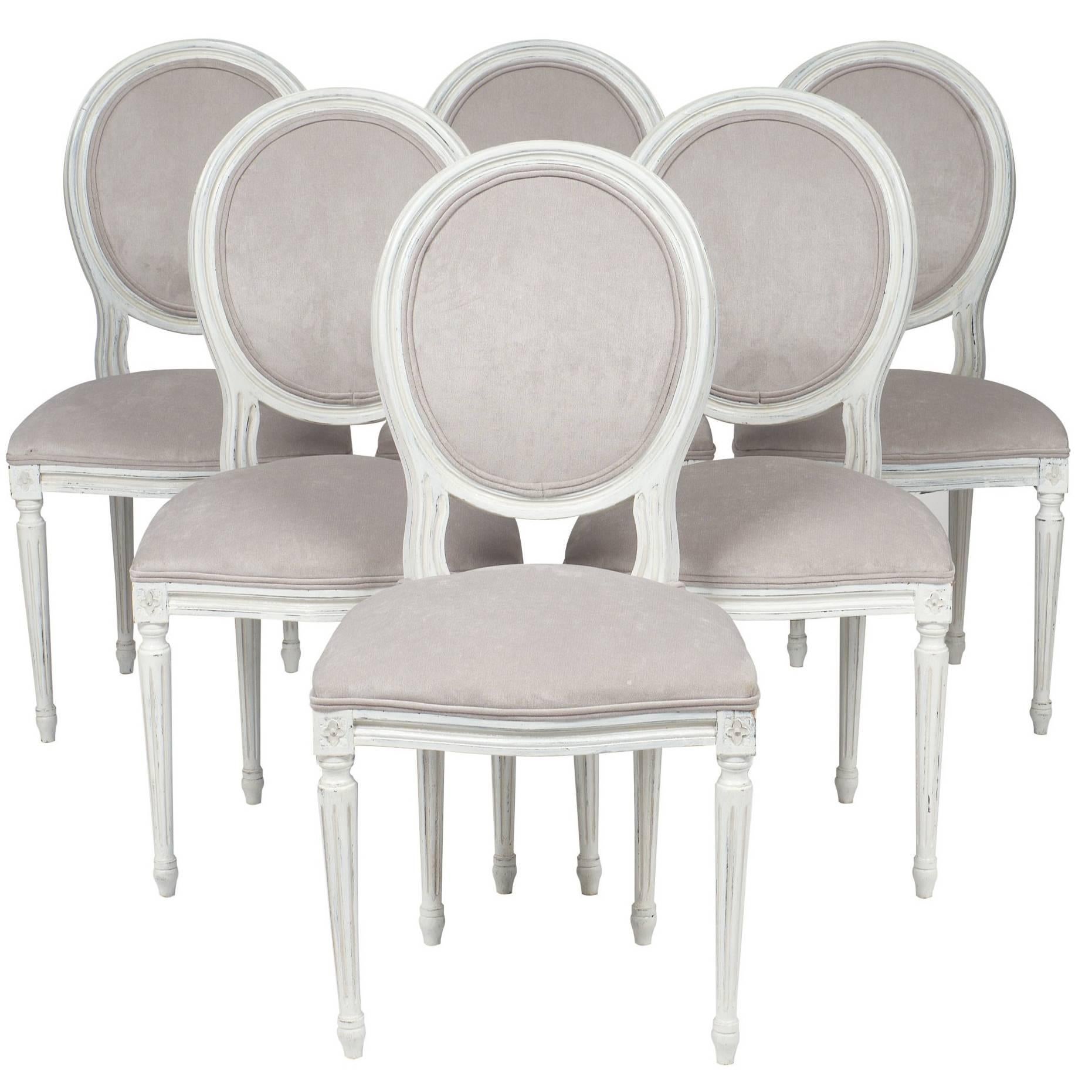 Velvet Louis XVI Style Dining Chairs
