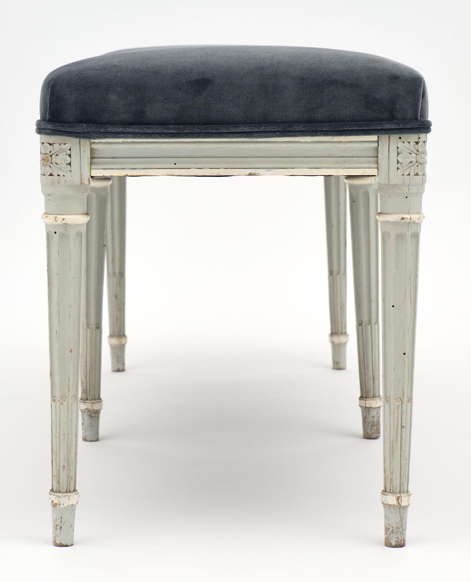 Velvet Louis XVI Style Piano Bench 4