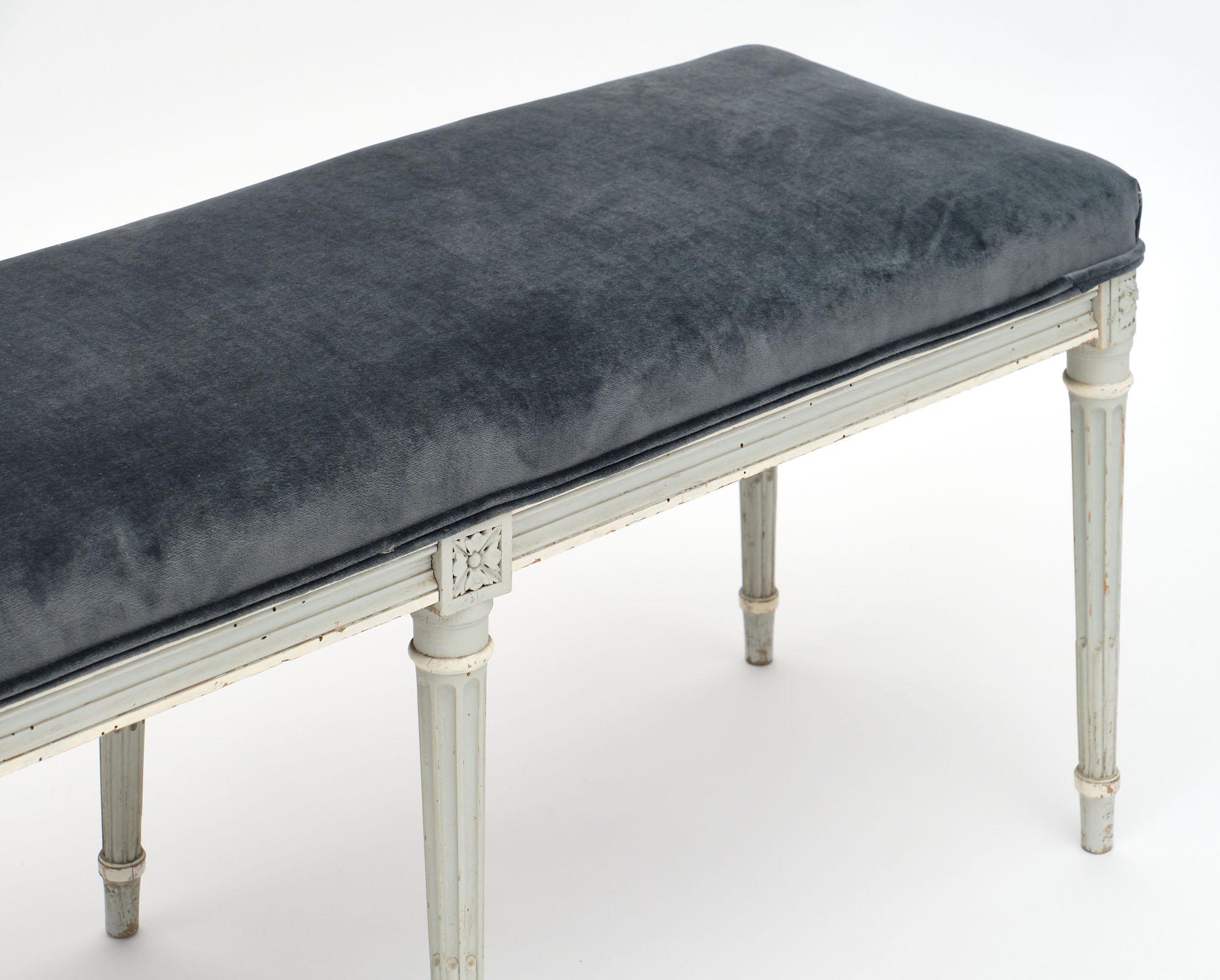 Early 20th Century Velvet Louis XVI Style Piano Bench