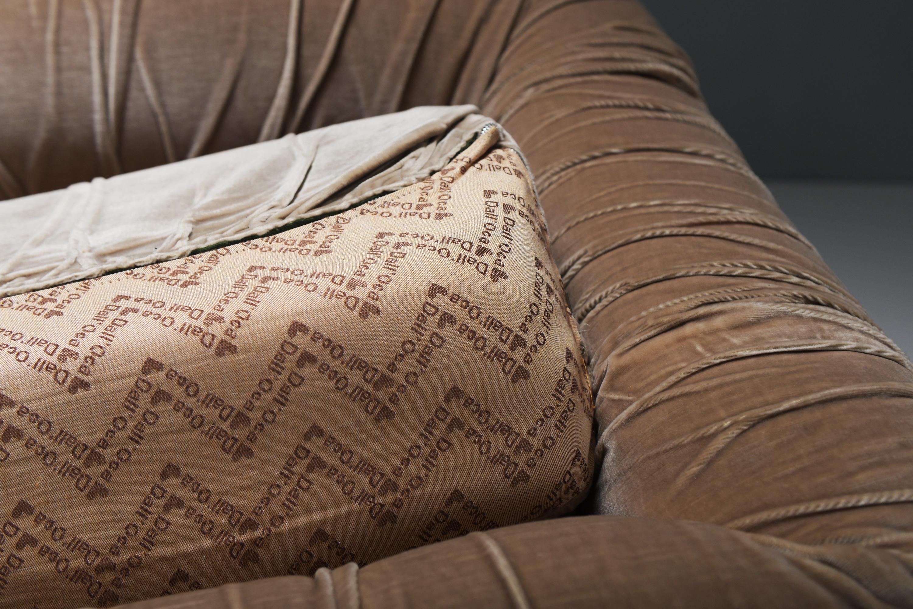 Velvet lounge sofa by De Pas D’Urbino Lomazzi for Dall’Oca 14