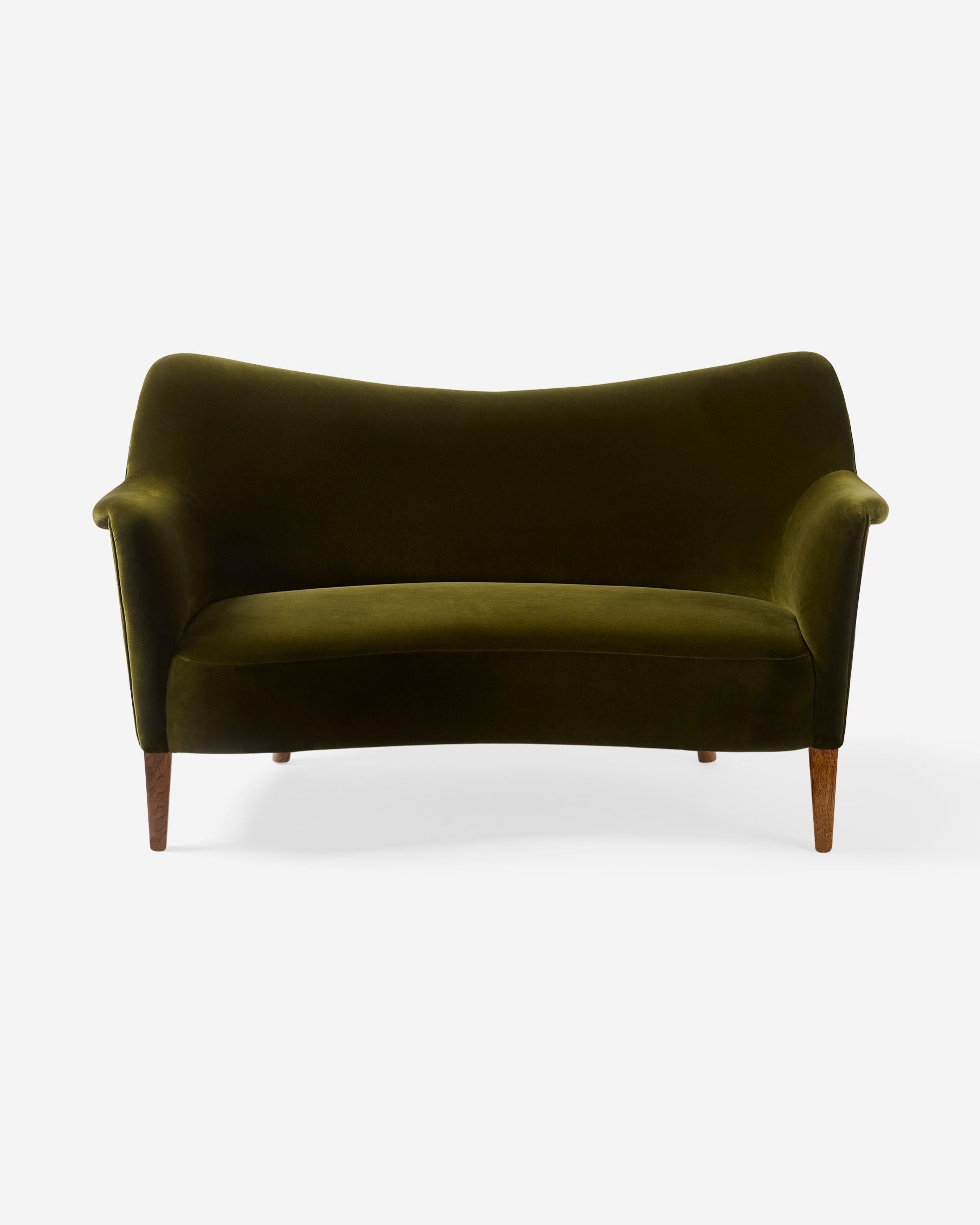 Samt-Liebes-Sofa von Alfred Christensen um 1950 (Skandinavische Moderne) im Angebot