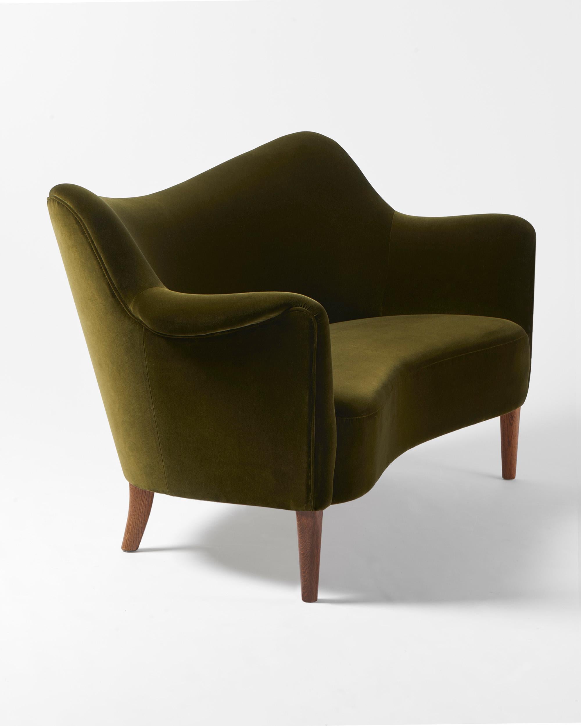 Samt-Liebes-Sofa von Alfred Christensen um 1950 im Angebot 1