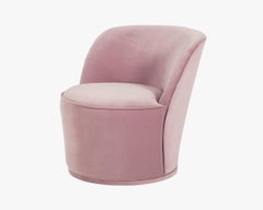 Velvet Mid-Century Modern Blush Accent Armchair