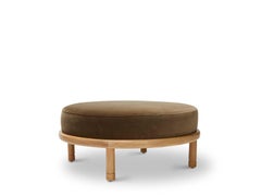 Lawson-Fenning Moreno Ottoman, Velvet & Solid Oak, Modern Foot Stool