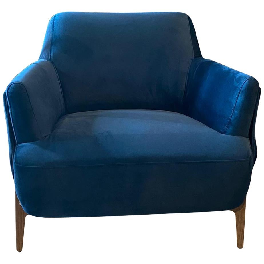 Velvet Navy Blue Colorado Armchair in Stock