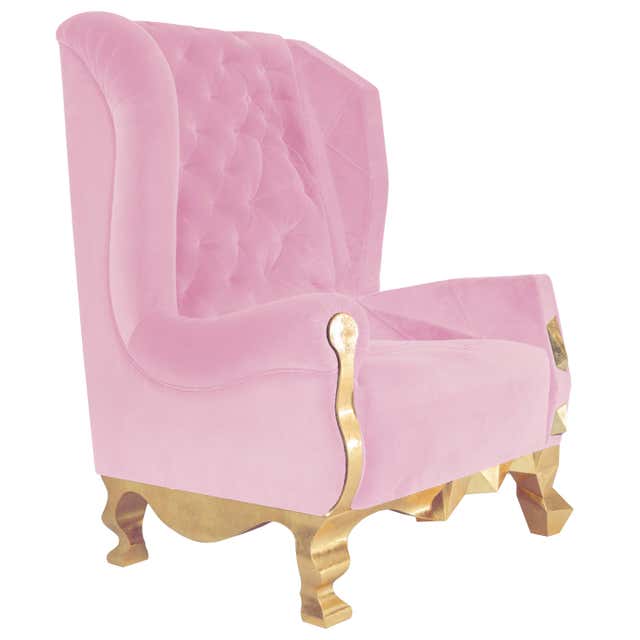 Pink Velvet Rocking Chair Velvet Pink Rockchair by Royal Stranger For Sale at 1stDibs | pink arm ...