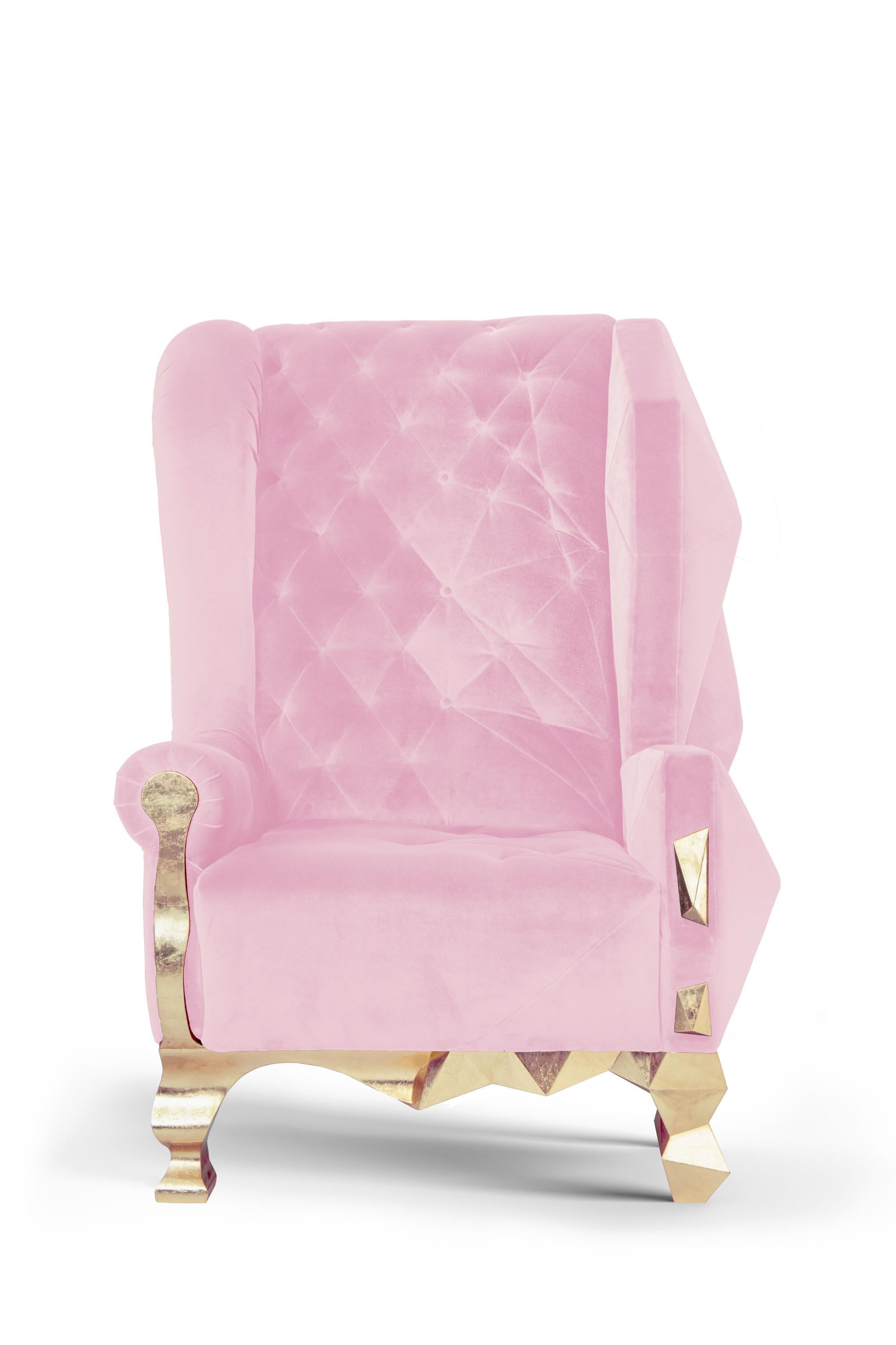 Moderne Fauteuil à bascule en velours rose Royal Stranger en vente