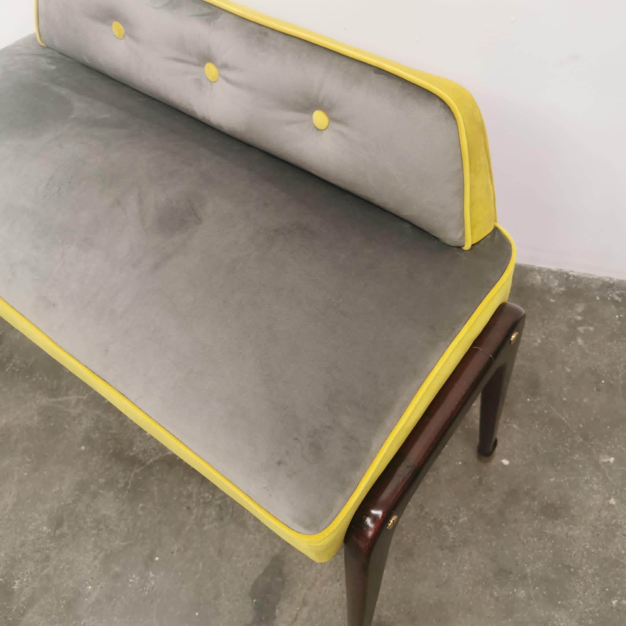 Velvet pouf, original from 60s, re-upholstered  For Sale 2