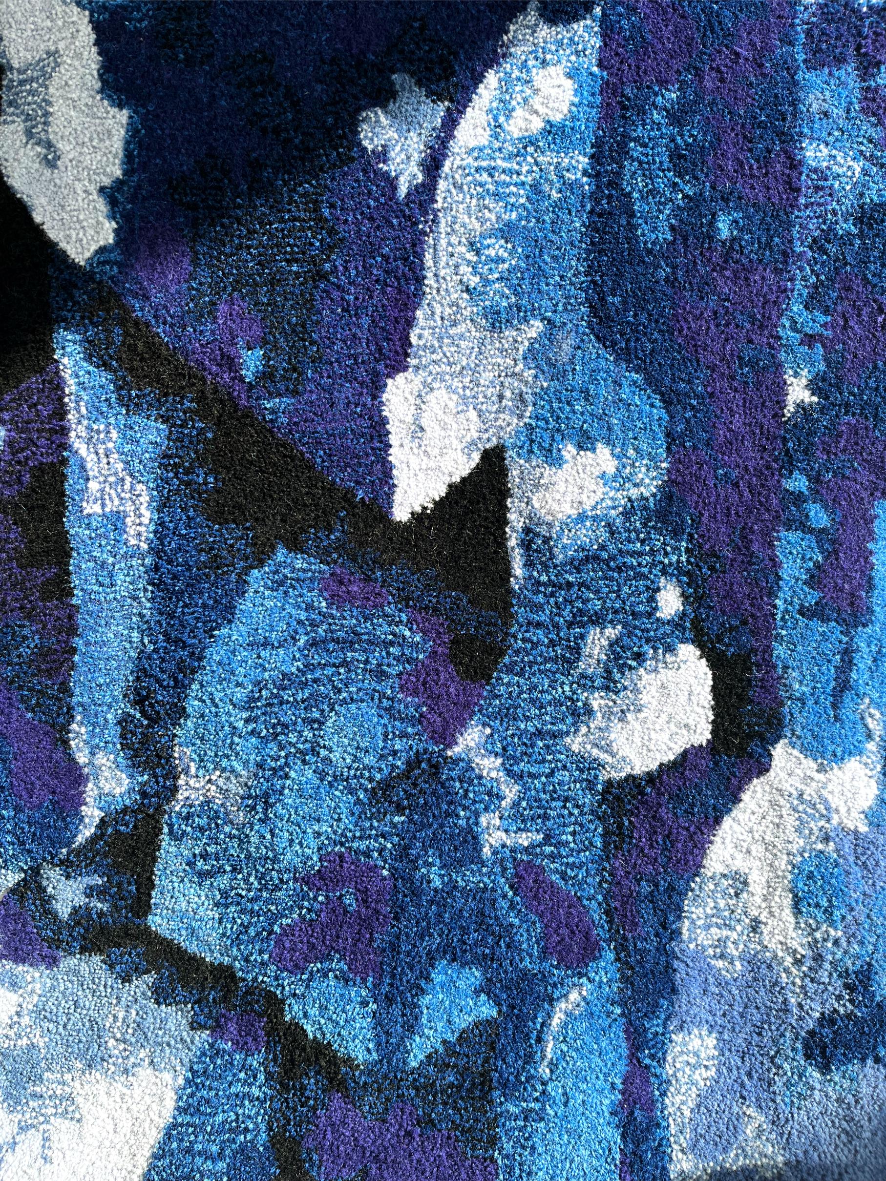 Powder-Coated Velvet Realities Blue Rug by  Sven Jansse For Sale