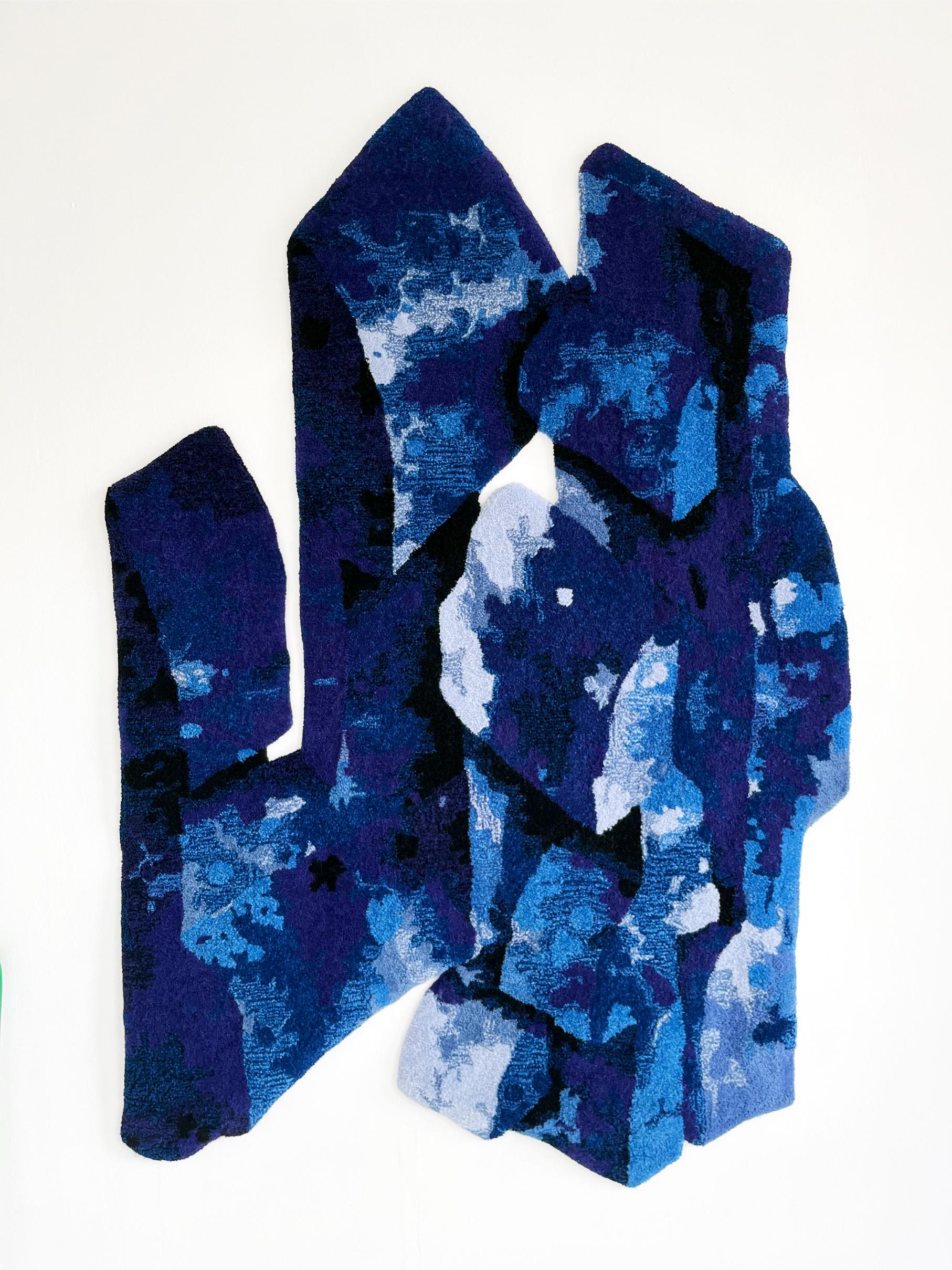 Contemporary Velvet Realities Blue Rug by  Sven Jansse For Sale
