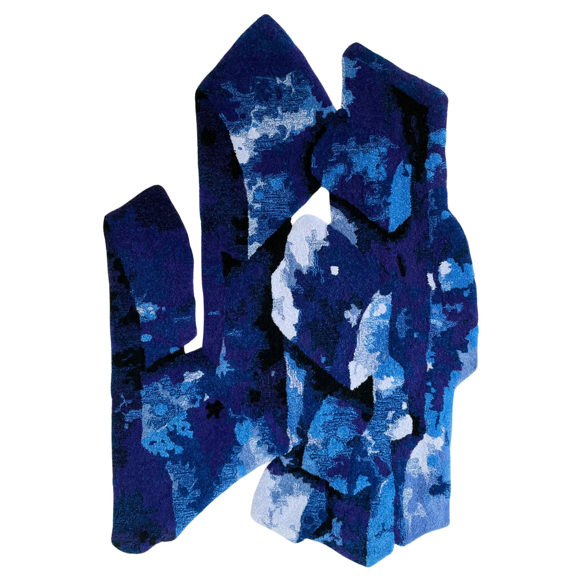 Velvet Realities Blue Rug by  Sven Jansse For Sale