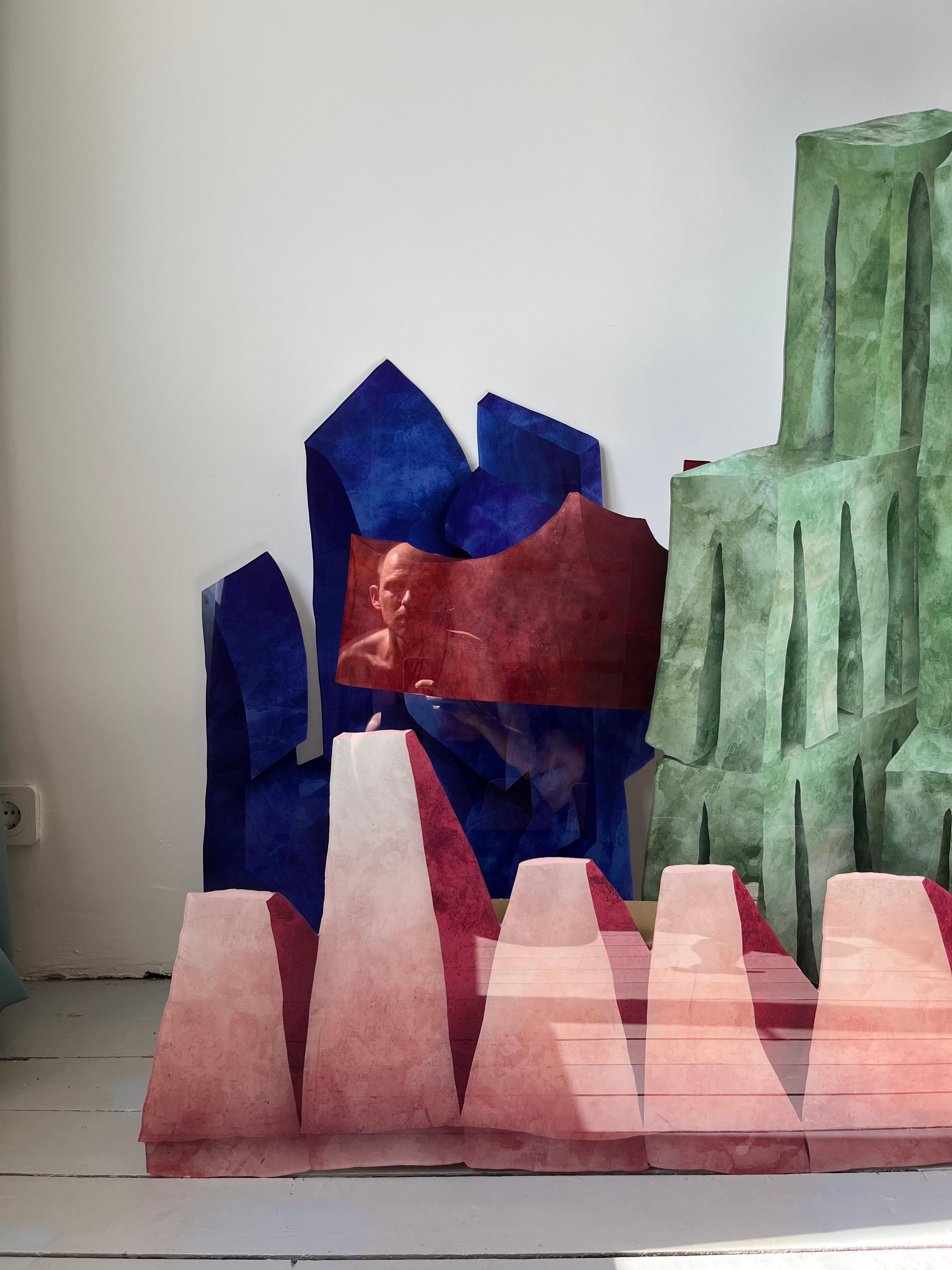 Velvet Realities Blue Wall Sculpture by  Sven Jansse For Sale 3