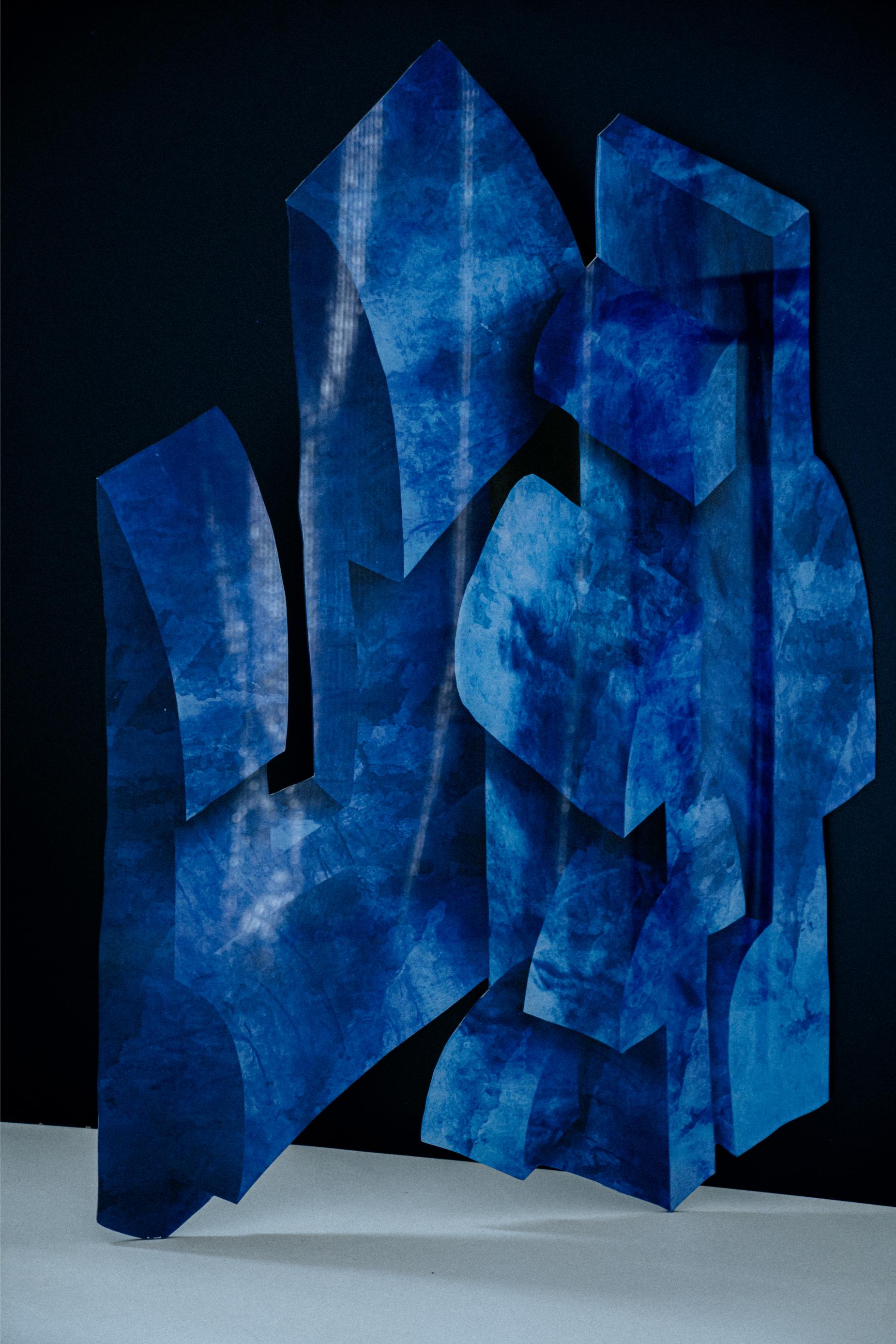 Dutch Velvet Realities Blue Wall Sculpture by  Sven Jansse For Sale