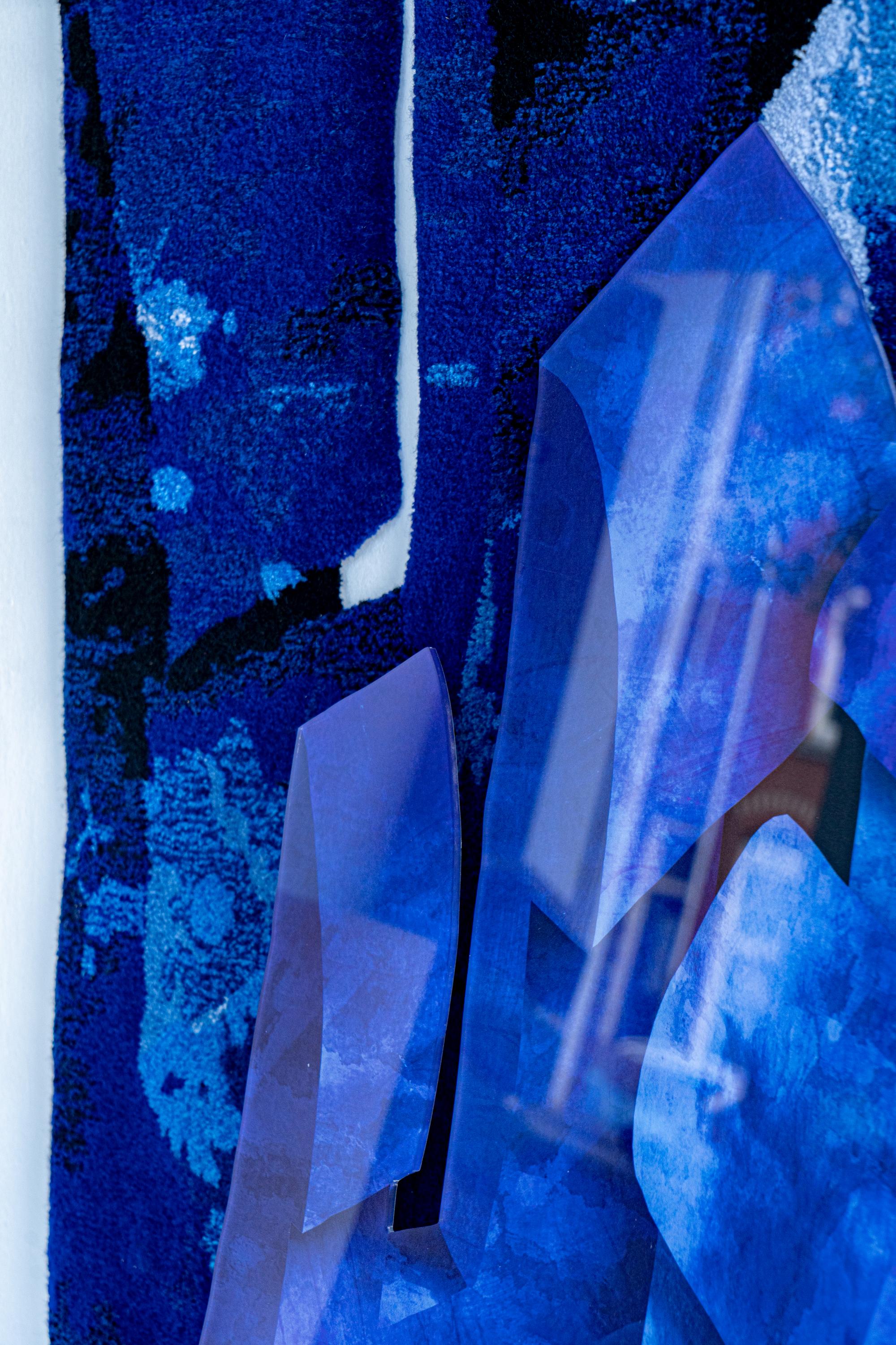 Powder-Coated Velvet Realities Blue Wall Sculpture by  Sven Jansse For Sale