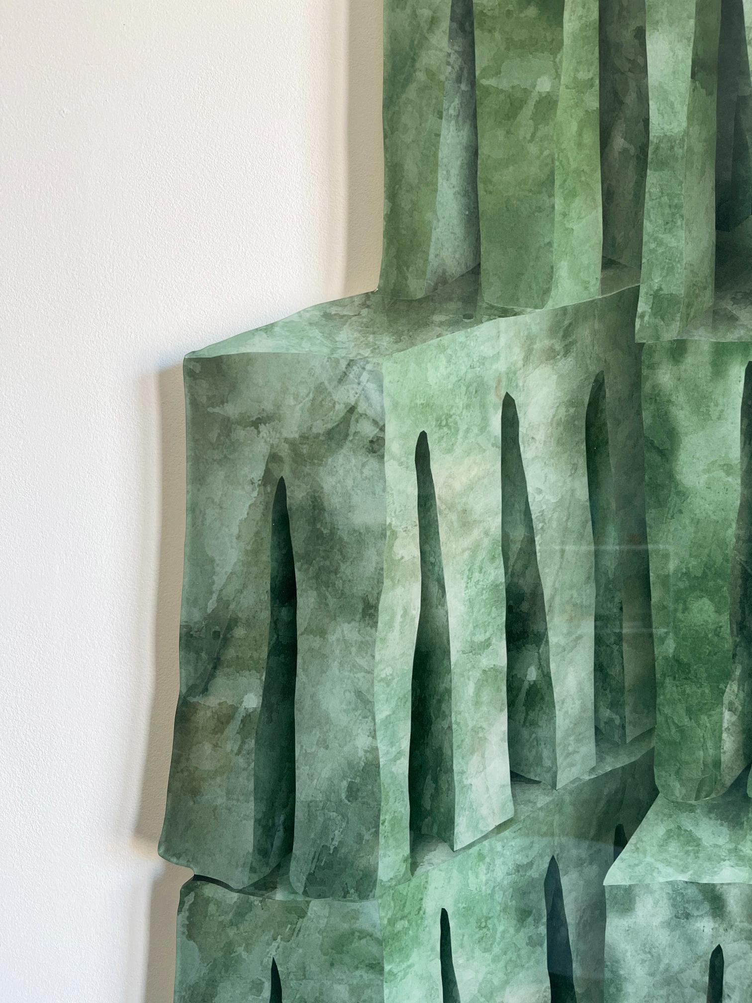 Realidades de terciopelo Escultura de pared verde de  Sven Jansse Holandés en venta