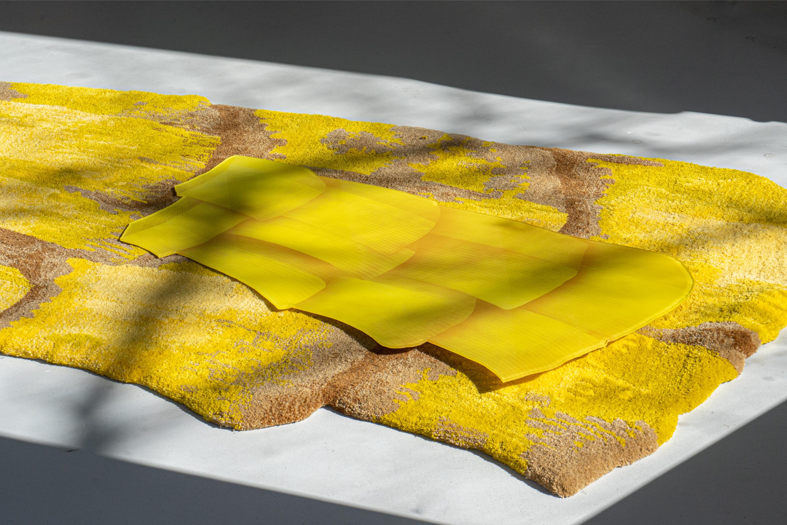 Dutch Velvet Realities Yellow Rug by  Sven Jansse For Sale