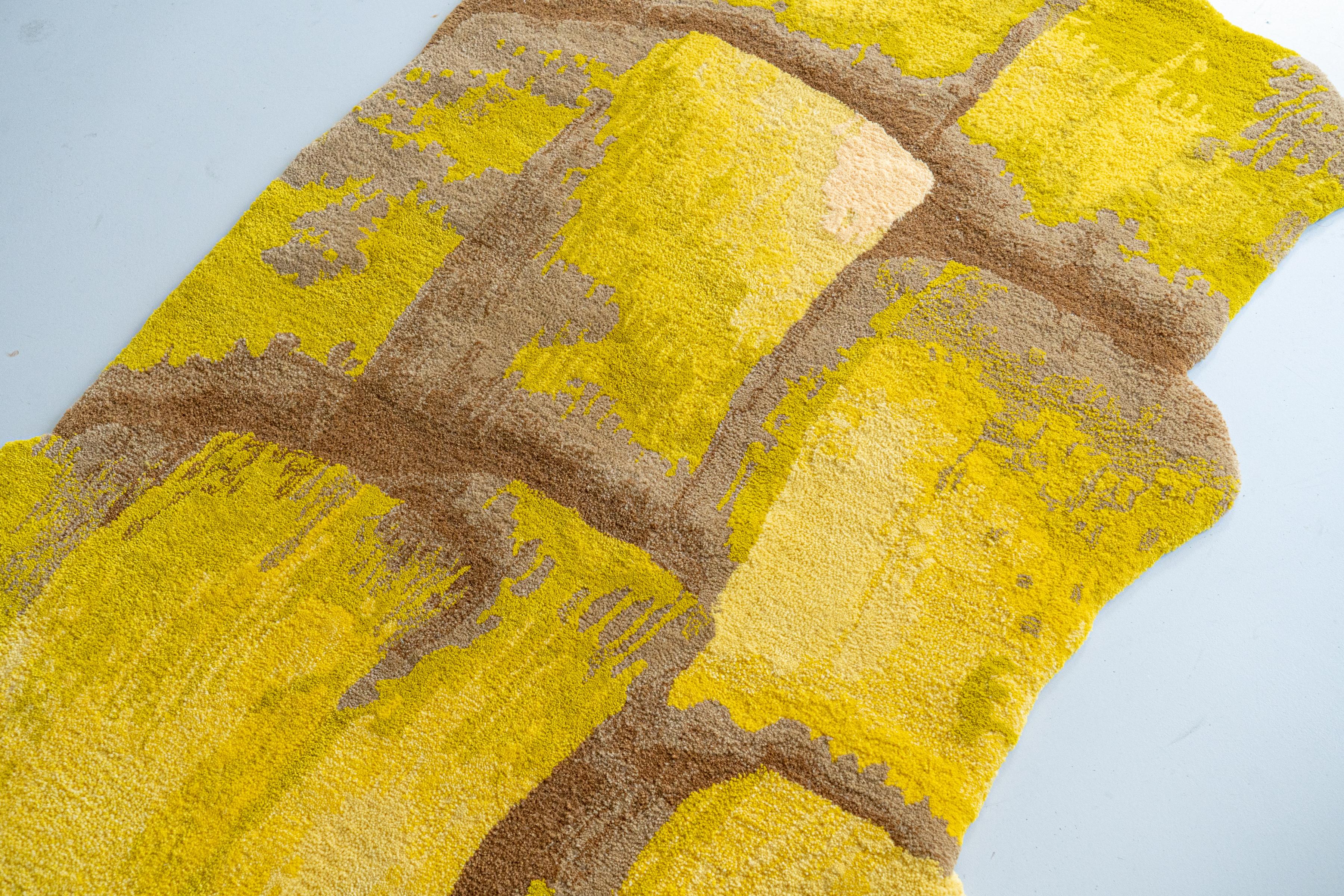 Contemporary Velvet Realities Yellow Rug by  Sven Jansse For Sale
