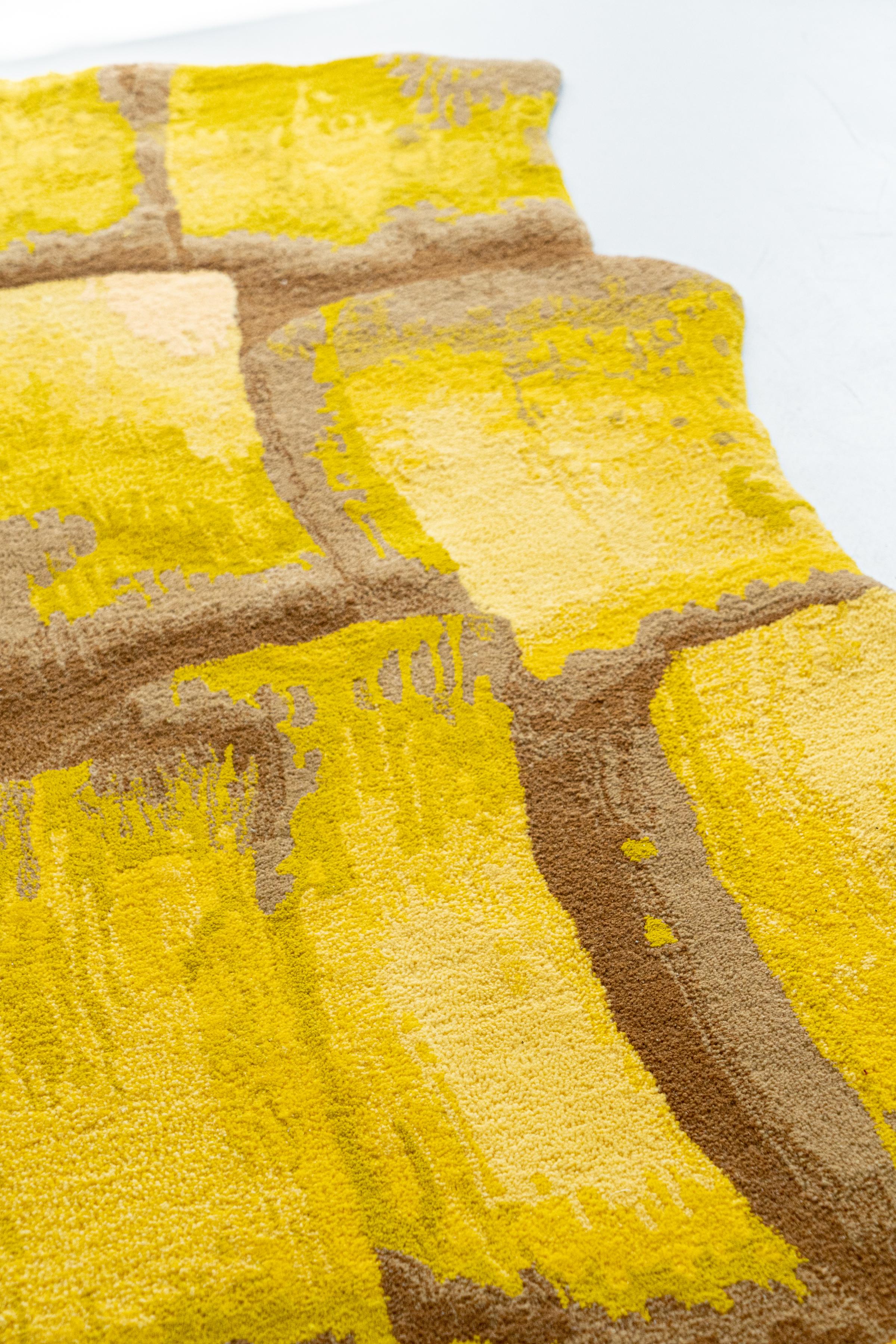 Wool Velvet Realities Yellow Rug by  Sven Jansse For Sale