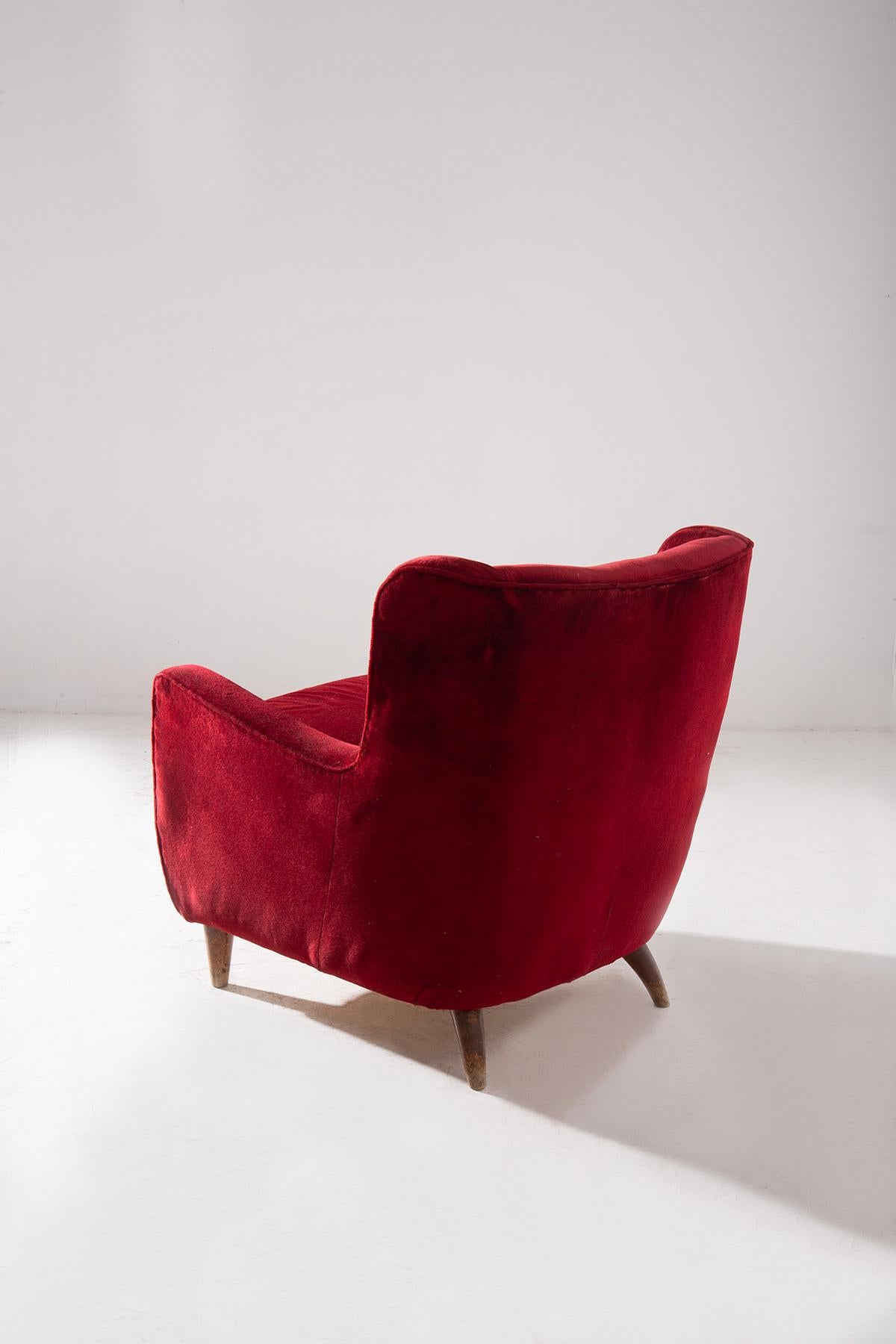 Samtroter Sessel von Gio Ponti, mit Zertifikat im Angebot 4