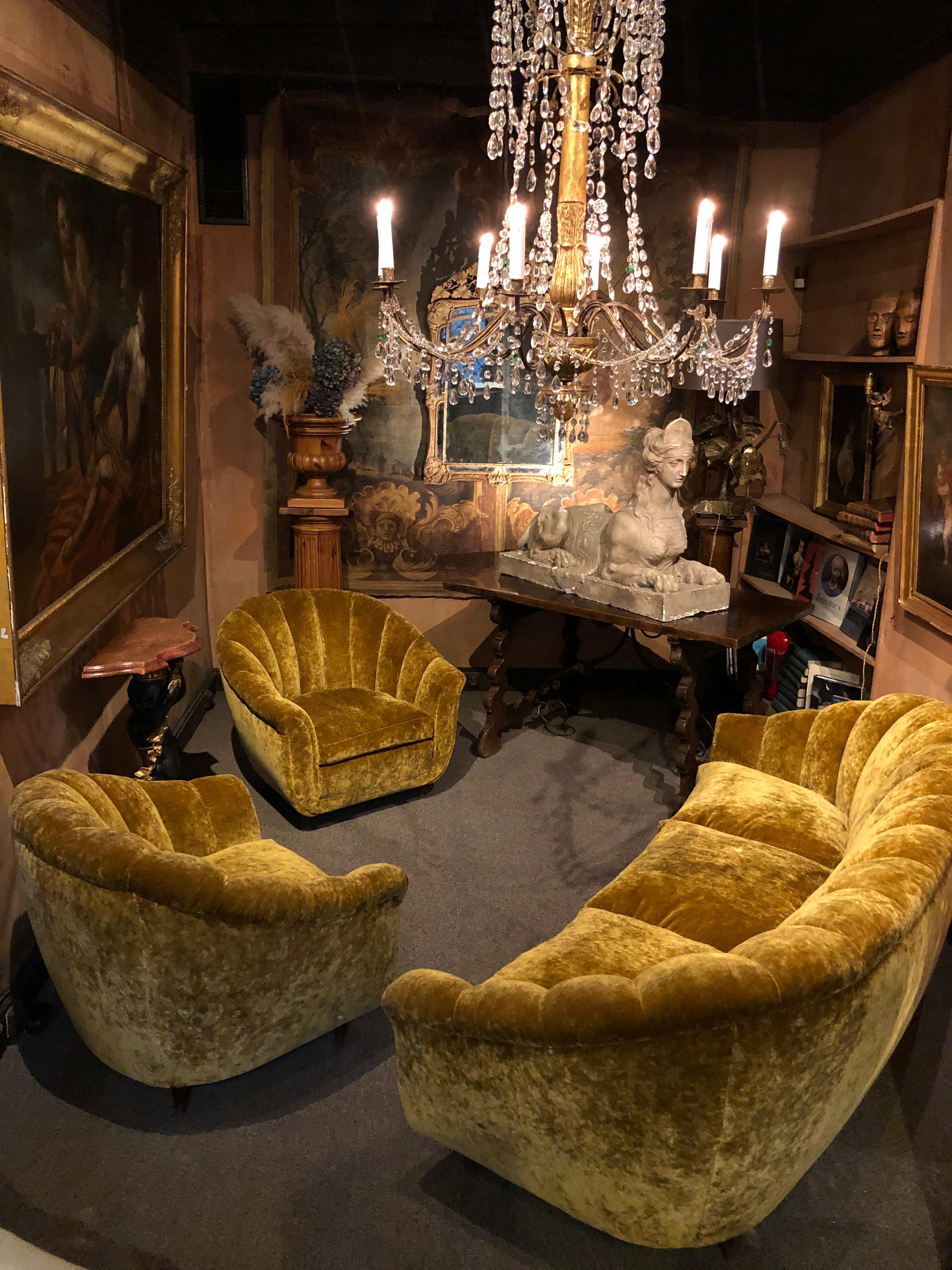 Velvet Seashell Living Room Set In Good Condition For Sale In Paris, FR