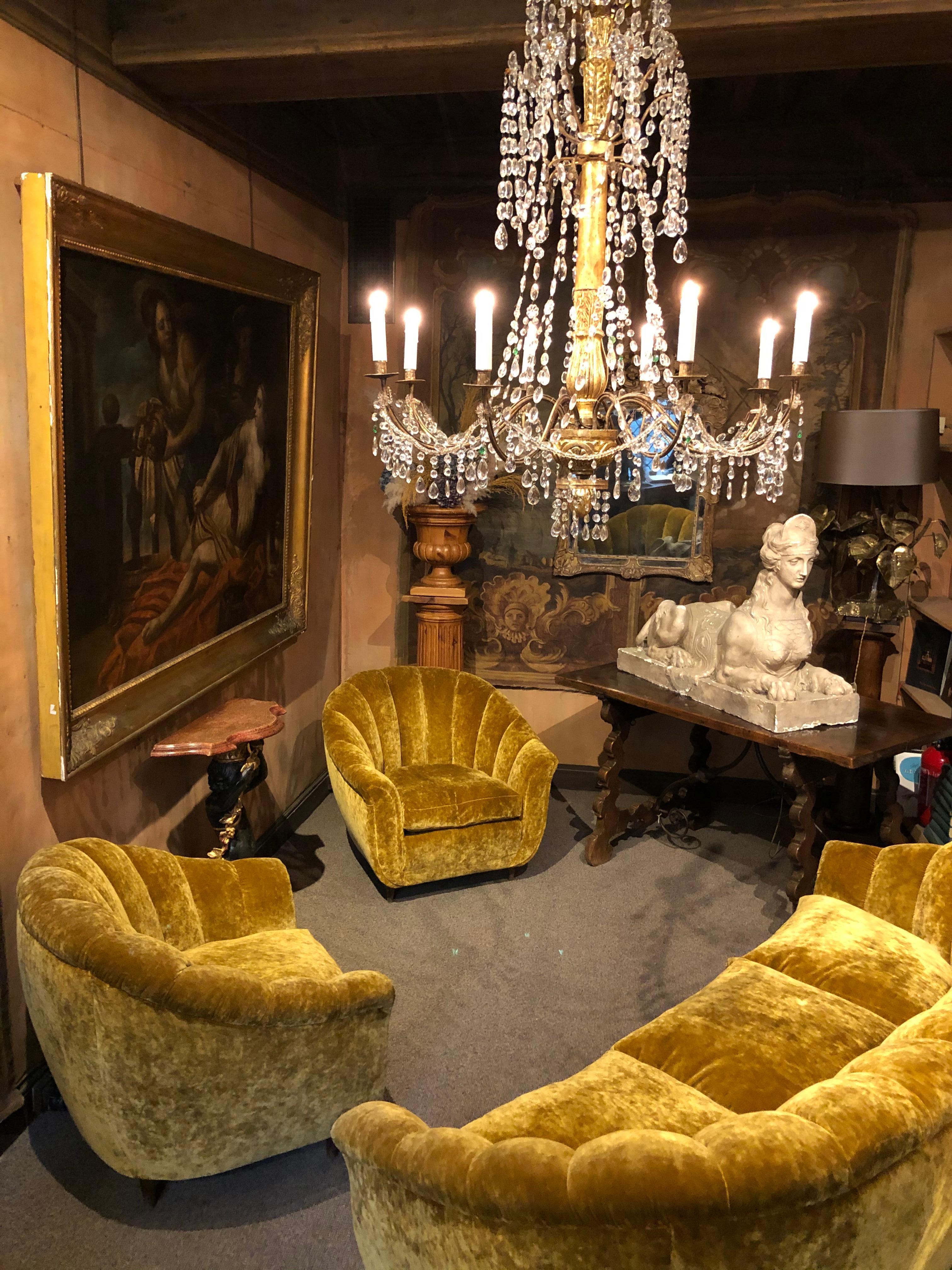 Mid-20th Century Velvet Seashell Living Room Set For Sale
