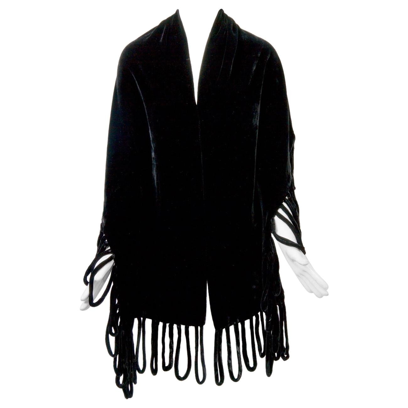 Velvet Shawl with Looped Fringe