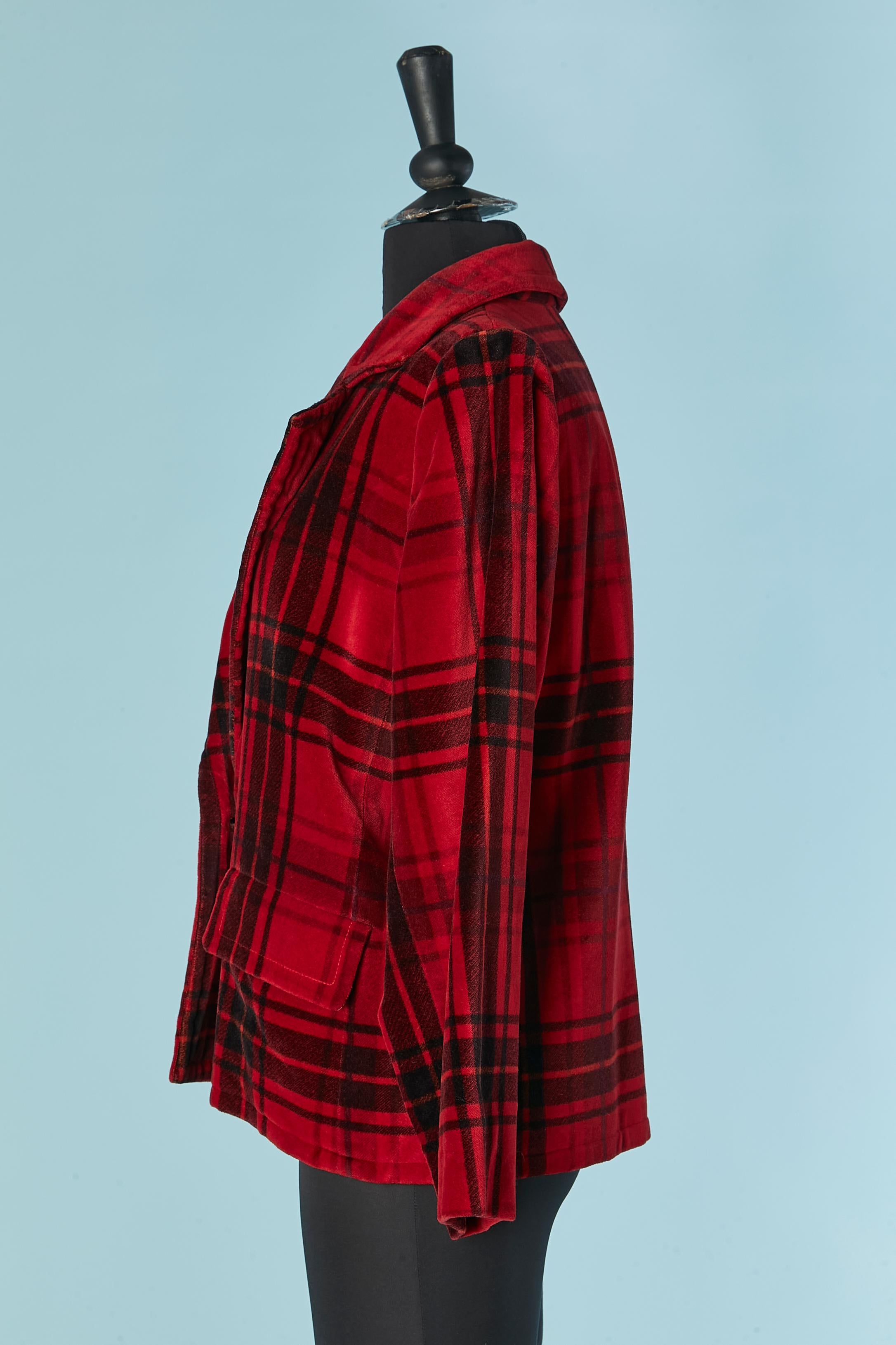 Velvet single breasted jacket with check pattern YVES SAINT LAURENT RIVE GAUCHE In Excellent Condition For Sale In Saint-Ouen-Sur-Seine, FR