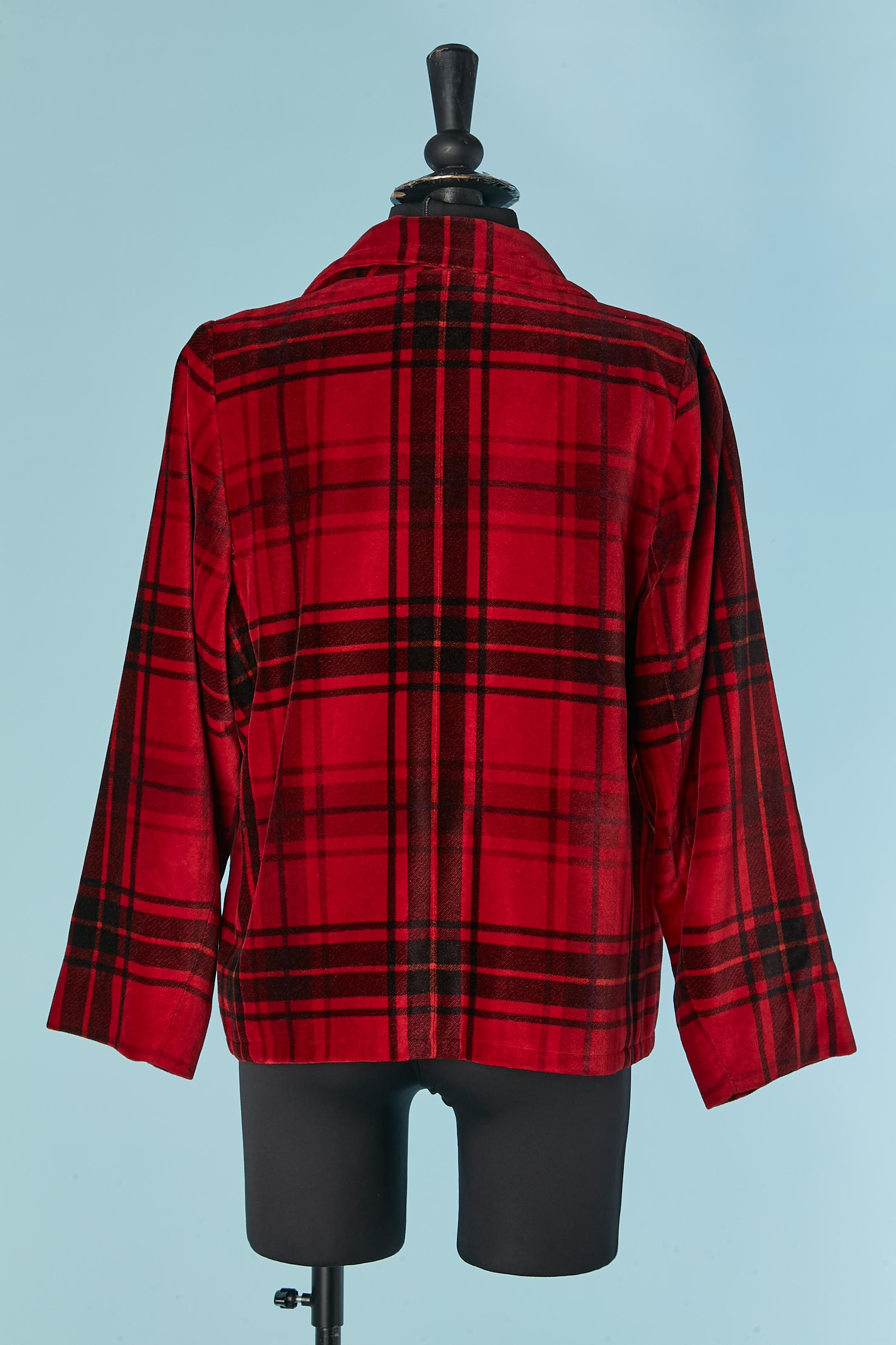 Women's Velvet single breasted jacket with check pattern YVES SAINT LAURENT RIVE GAUCHE For Sale