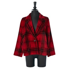 Giacca monopetto in velluto con motivo a quadri Yves Saint Laurent RIVE GAUCHE
